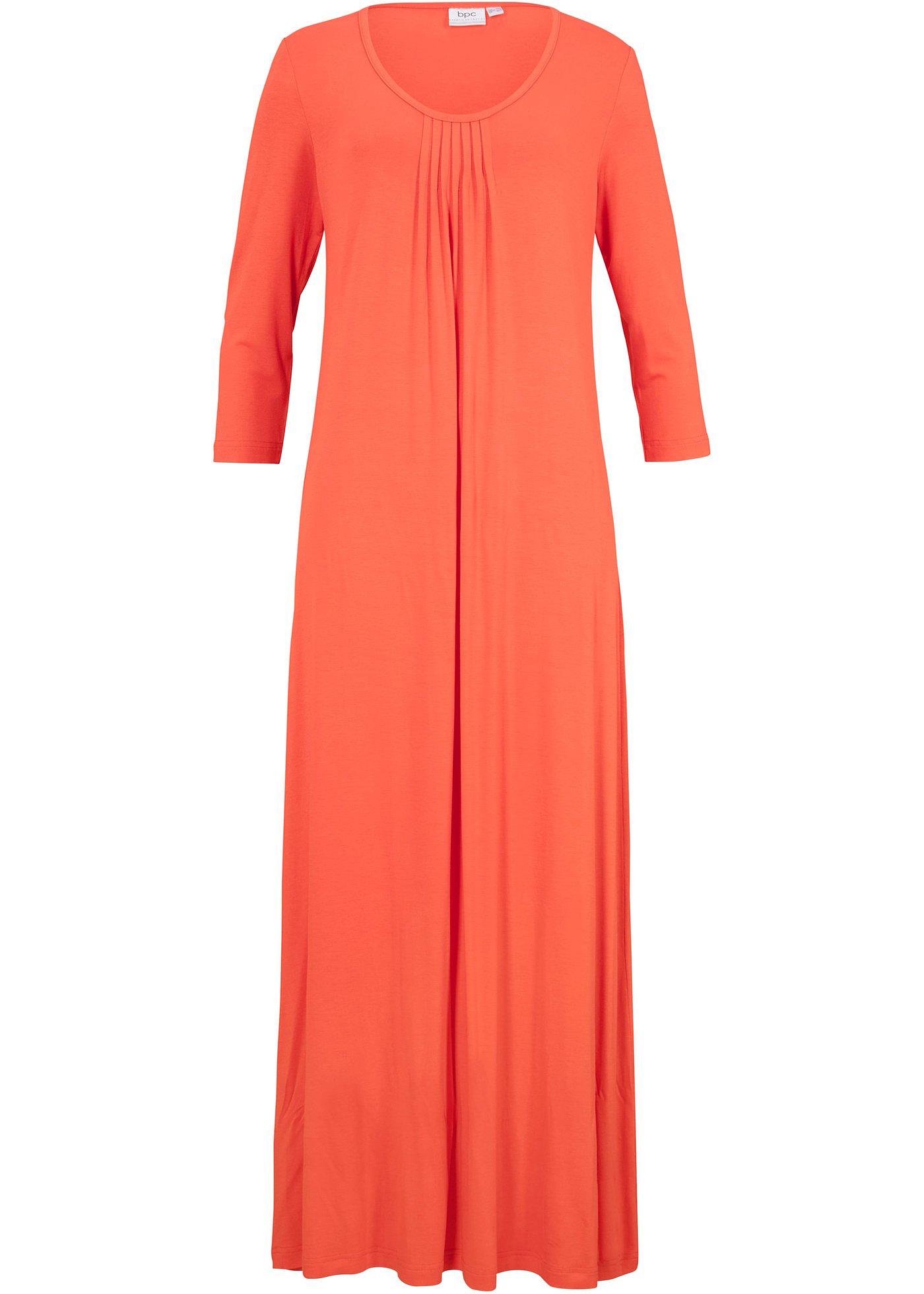 Robe longue extensible trapèze, manches 3/4