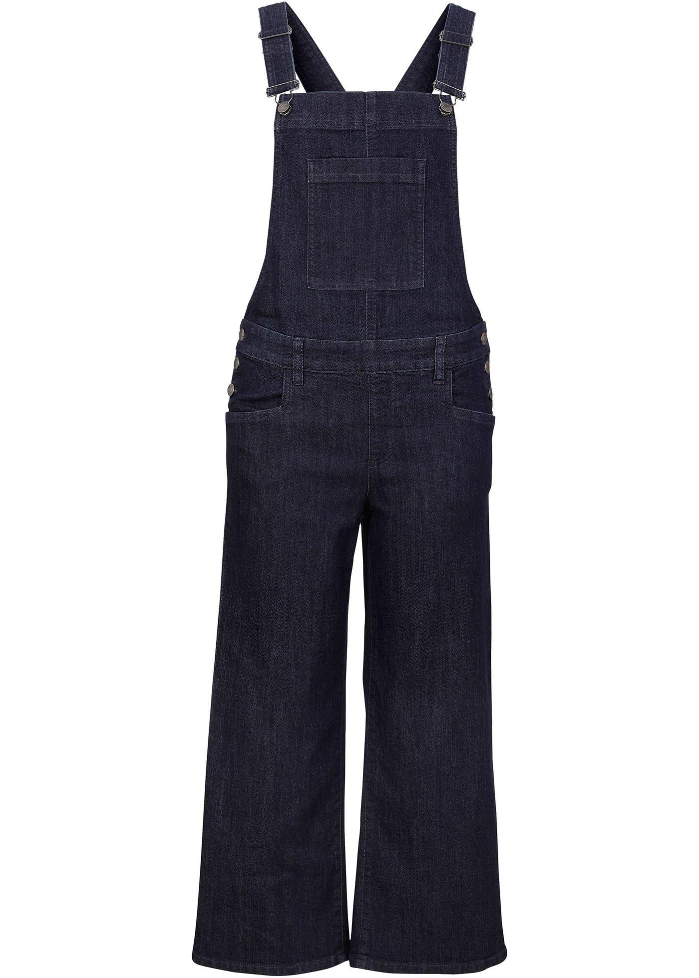 Salopette en jean confort stretch, jupe-culotte