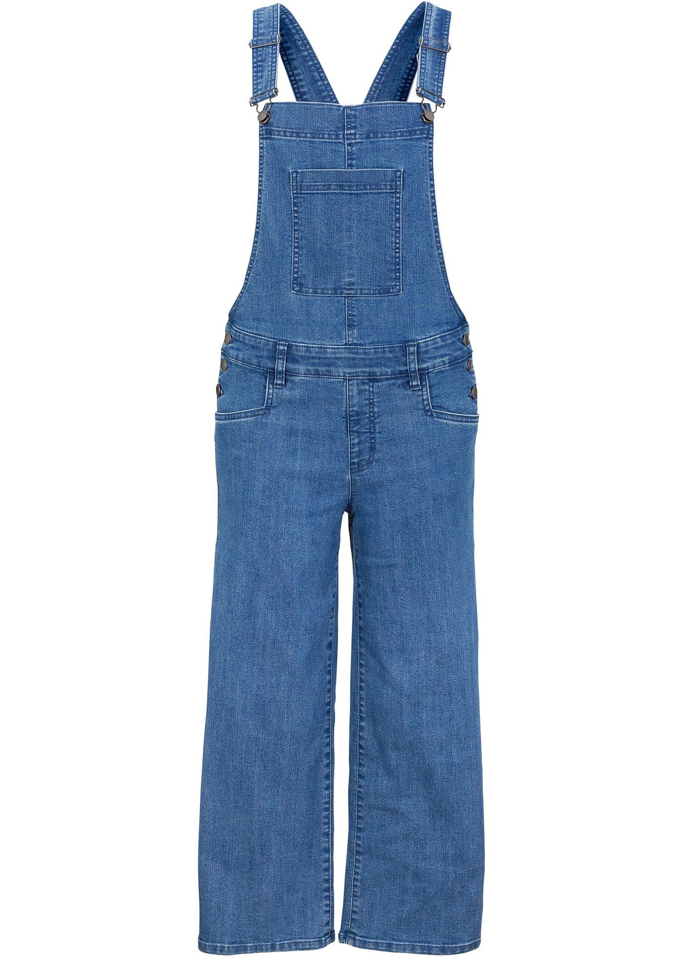 Salopette en jean confort stretch, jupe-culotte