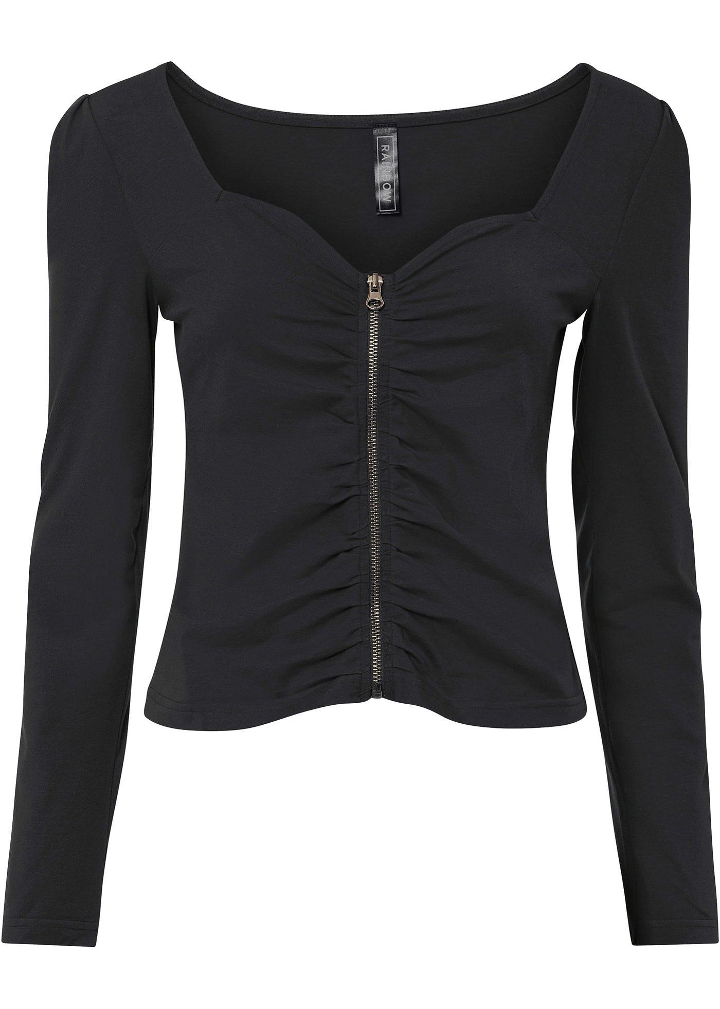 T-shirt raccourci avec zip en coton bio