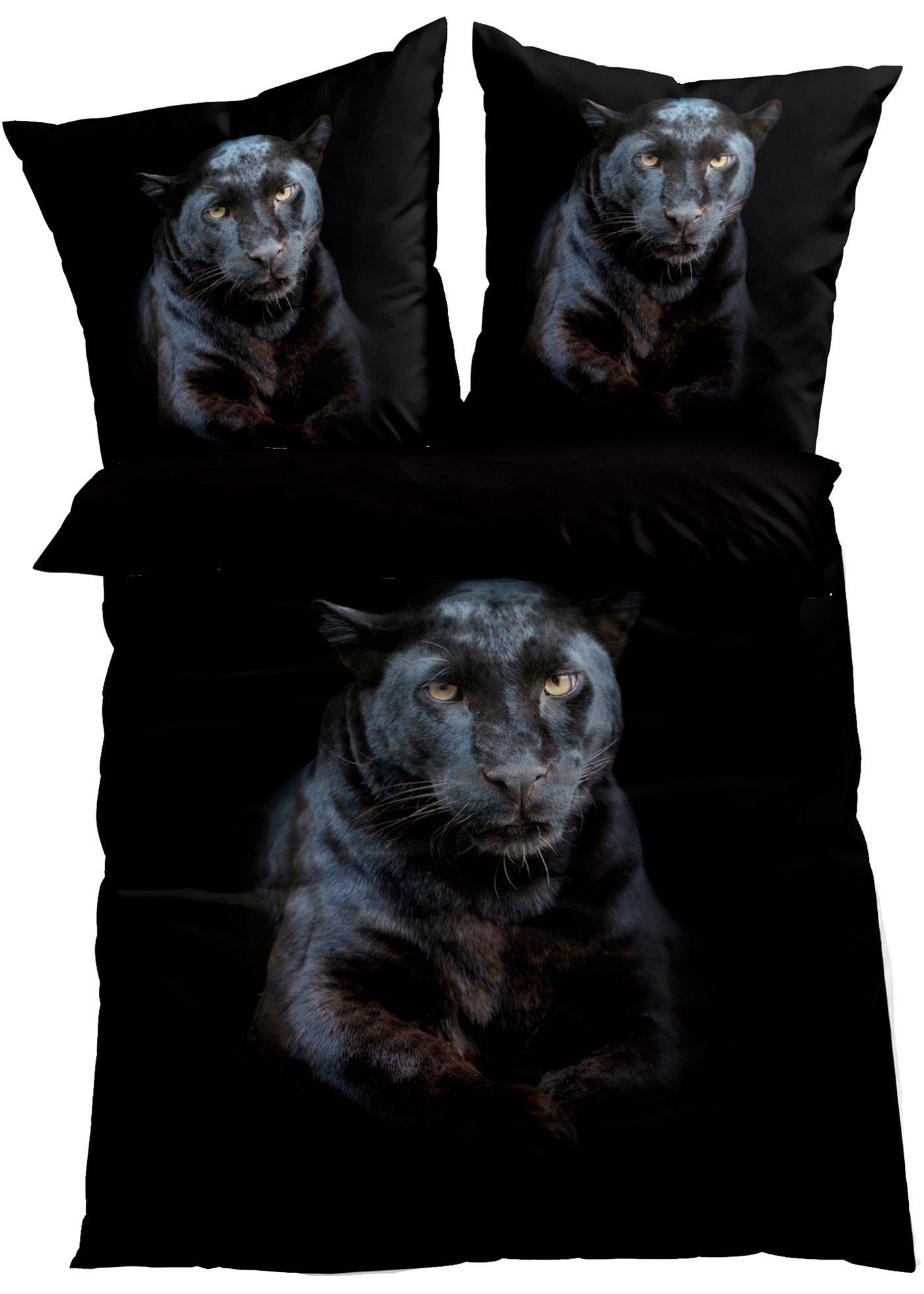 Linge de lit réversible avec panthère