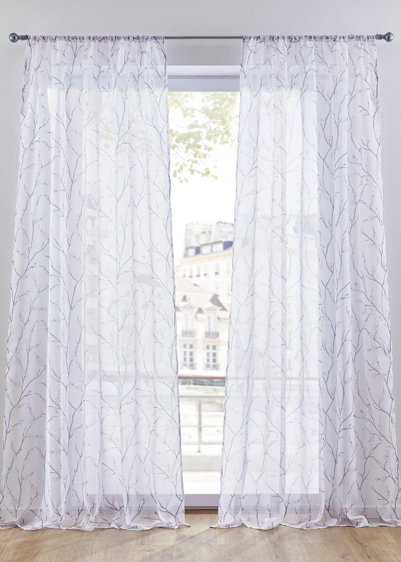 Voilage à imprimé floral (1 pce.)