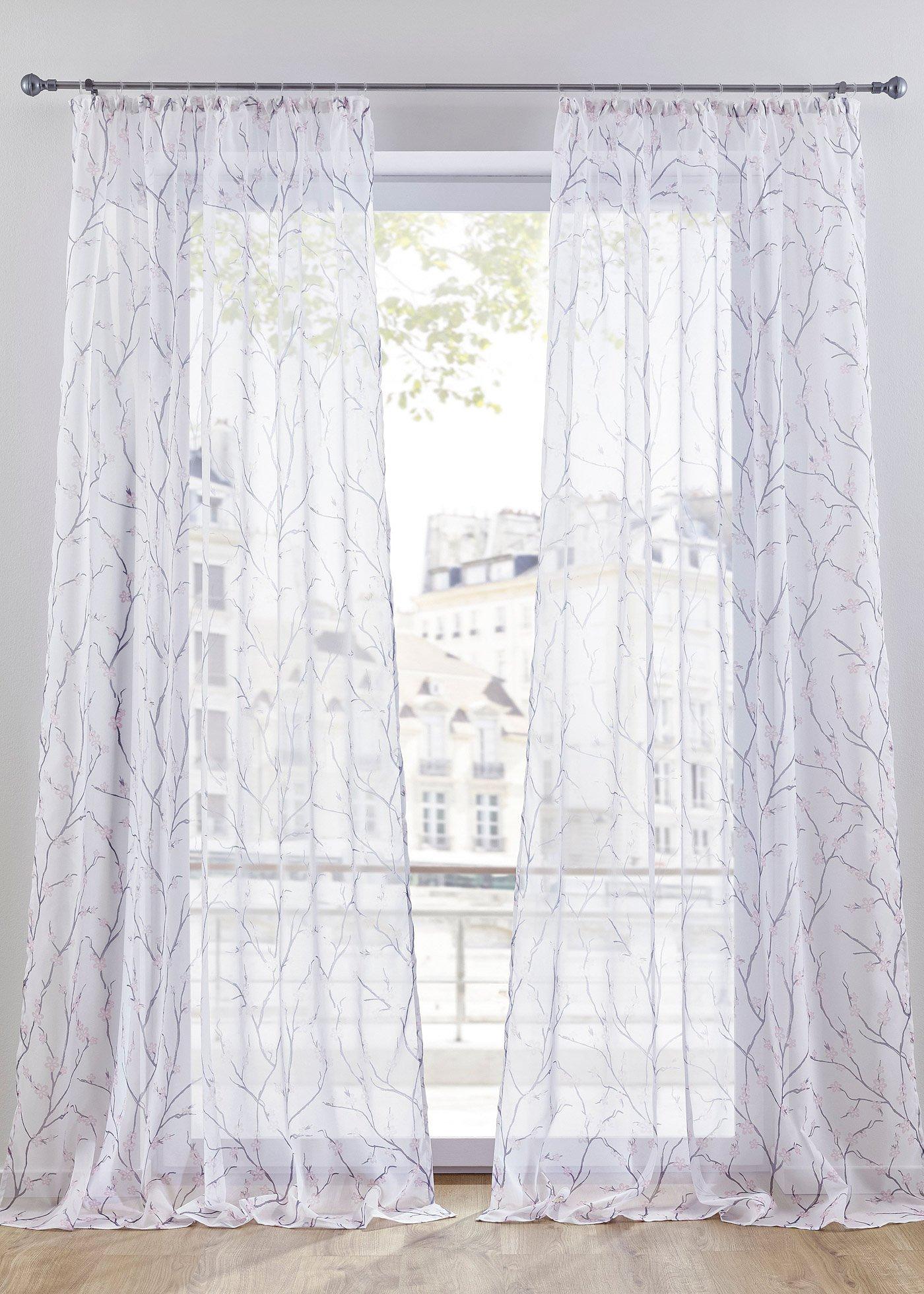 Voilage à imprimé floral (1 pce.)