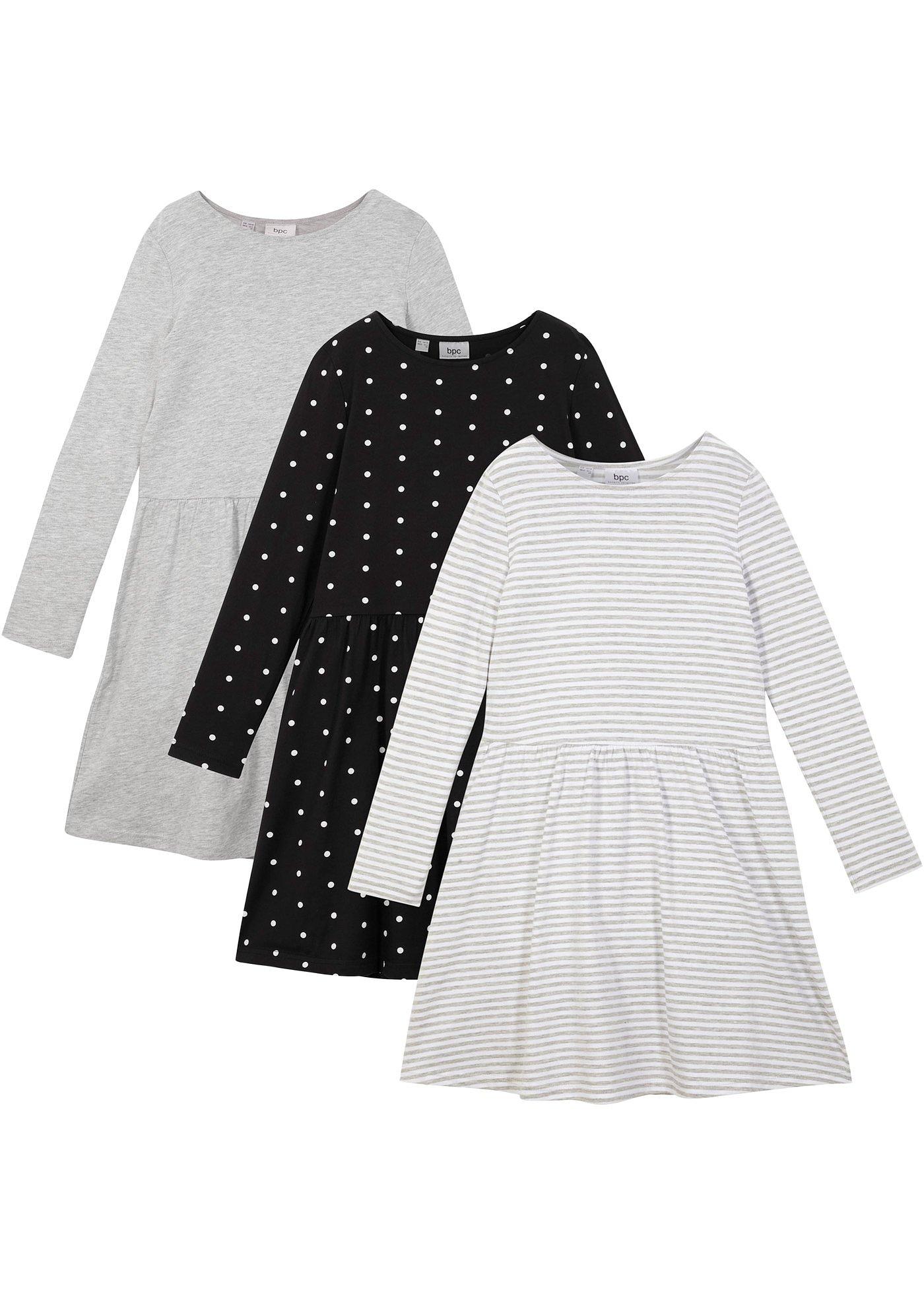 Lot de 3 robes en jersey fille, manches longues