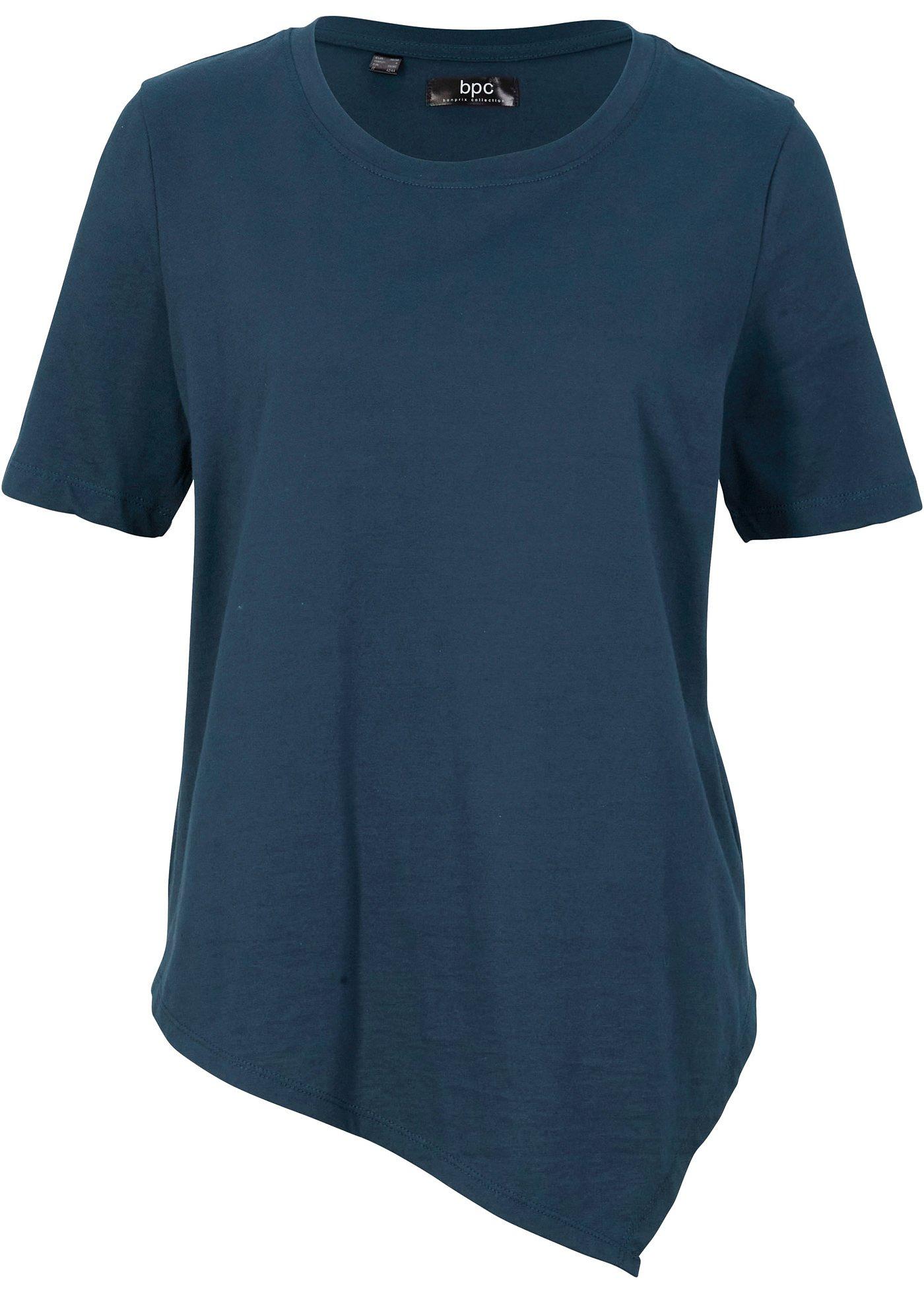 T-shirt avec base asymétrique à pans, manches courtes