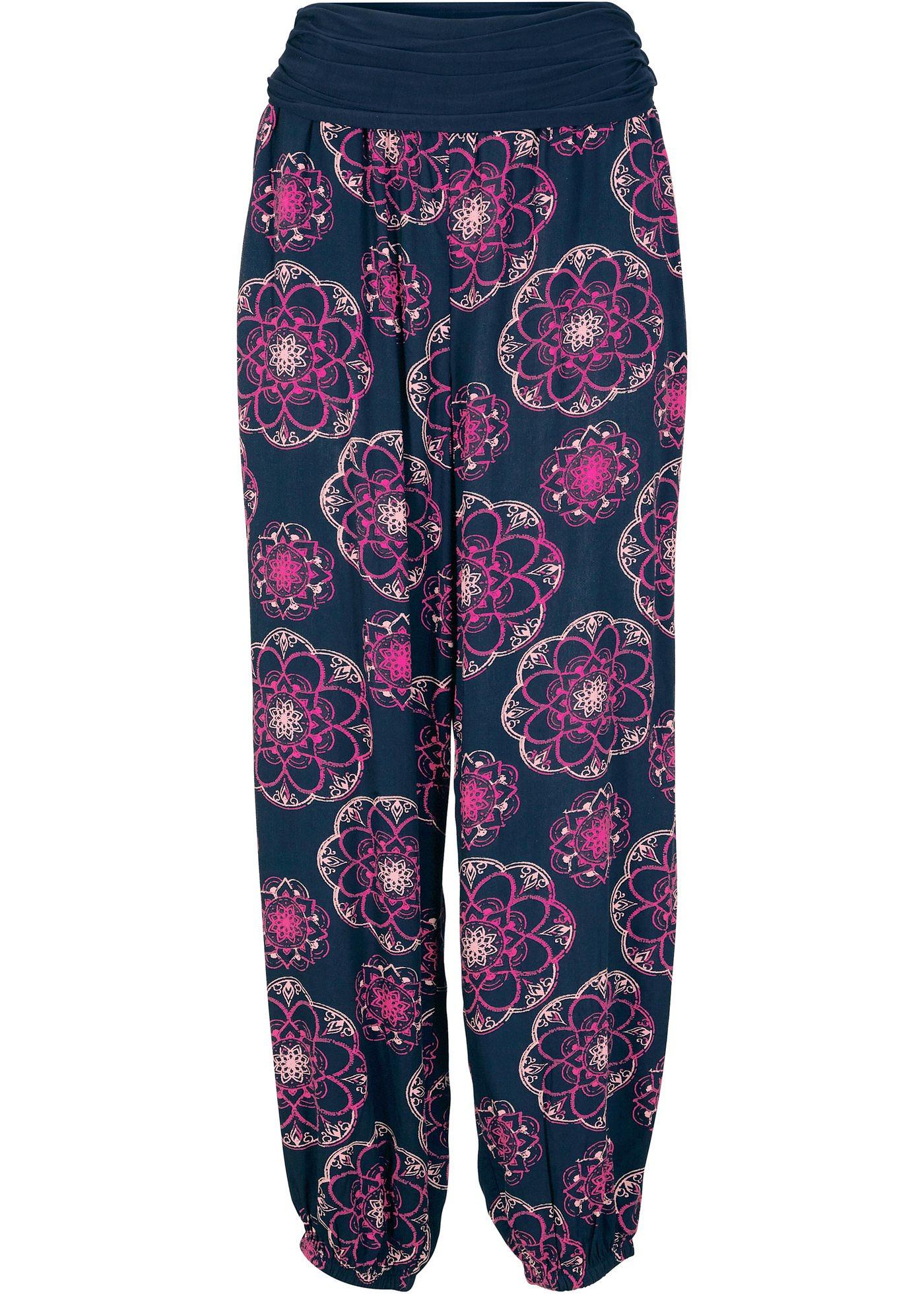 Pantalon sarouel imprimé avec empiècement taille confortable en jersey et poches