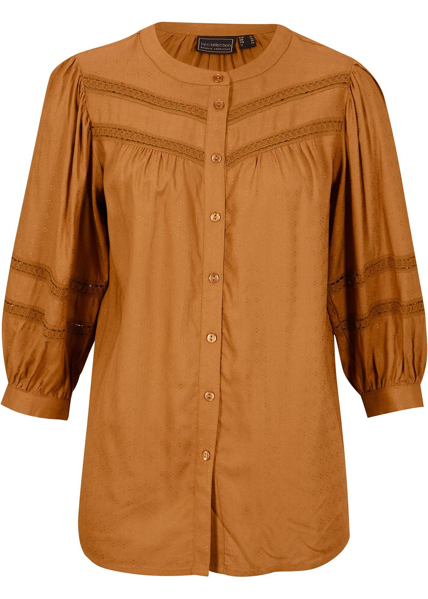 Blouse en viscose avec galons en dentelle