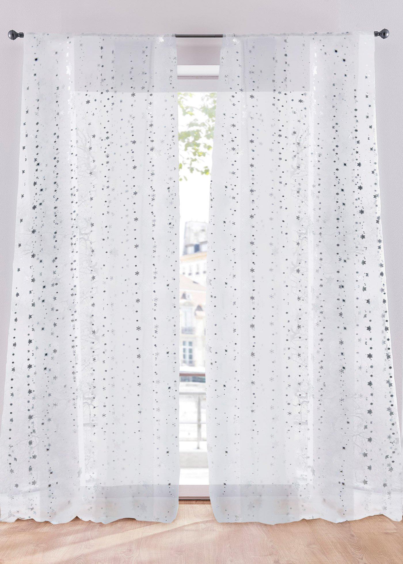 Voilage transparent à imprimé brillant (1 pce.)