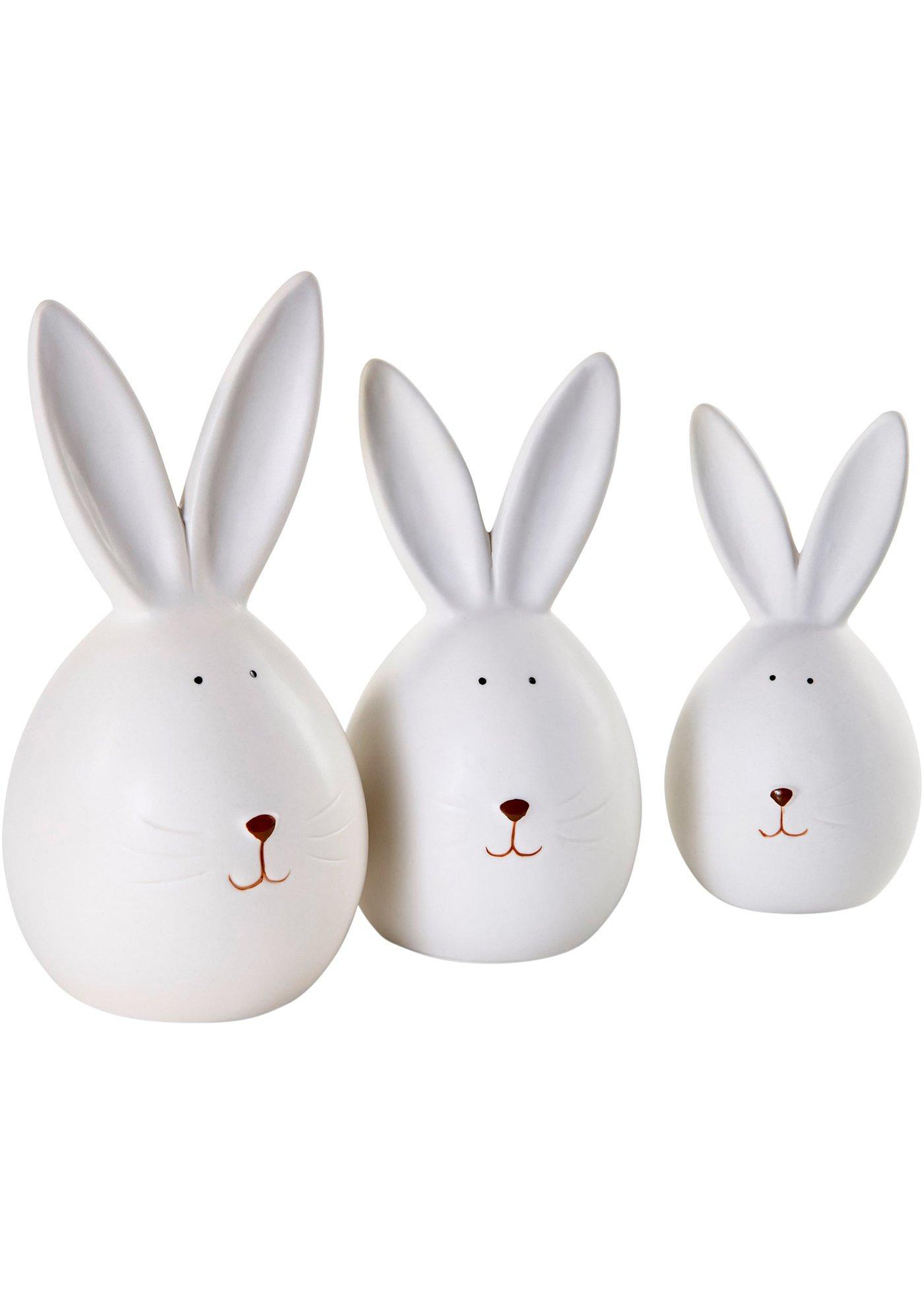 Figurine déco lapin (Ens. 3 pces.) crème