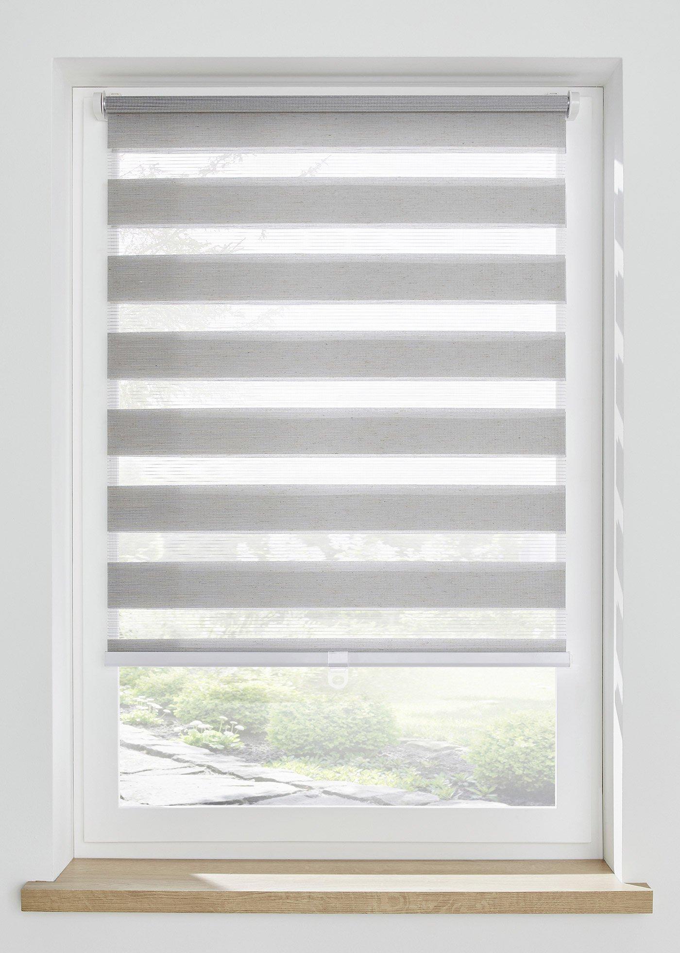 Store enrouleur double sans cordon effet lin