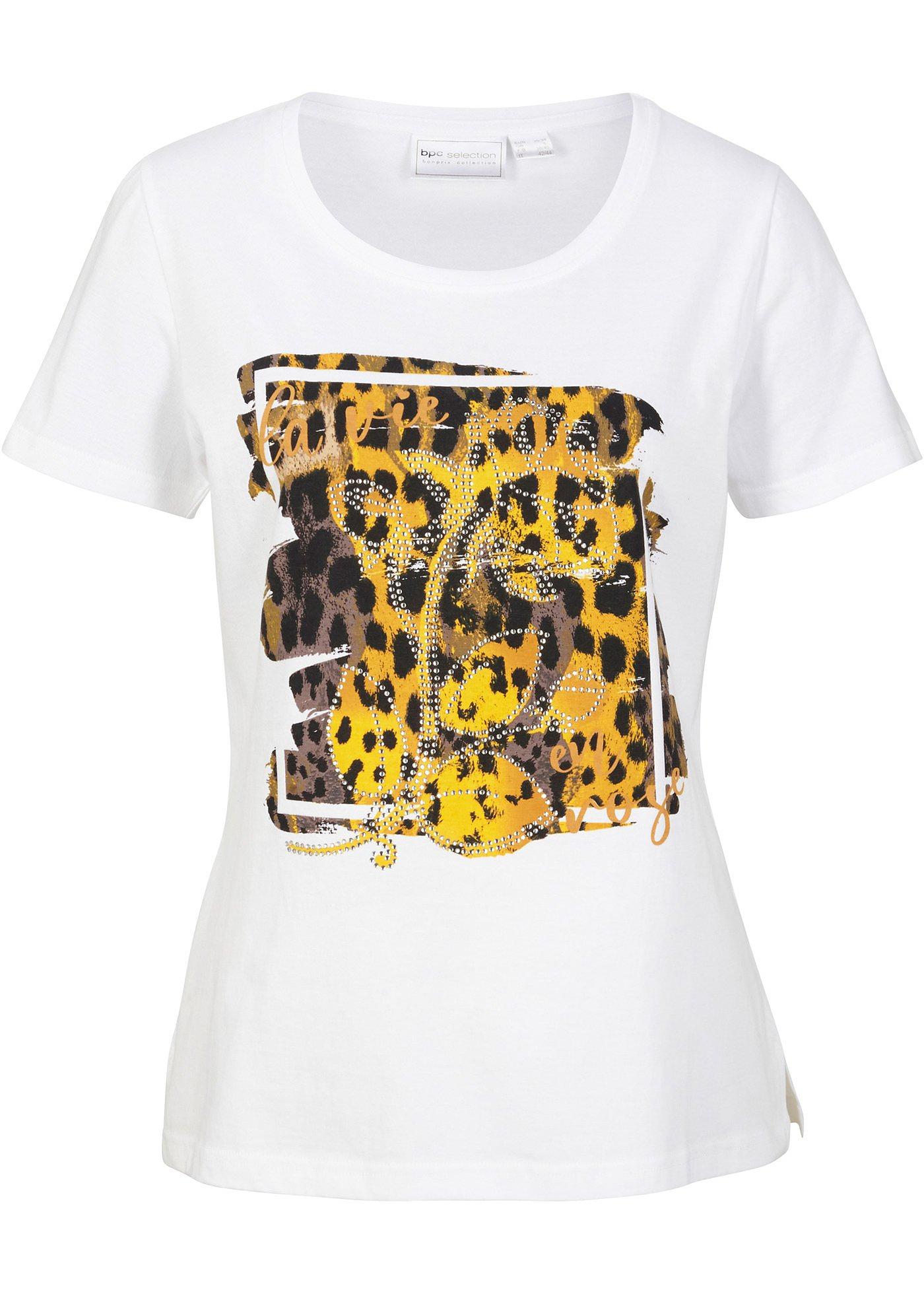 T-shirt avec imprimé et pierres brillantes