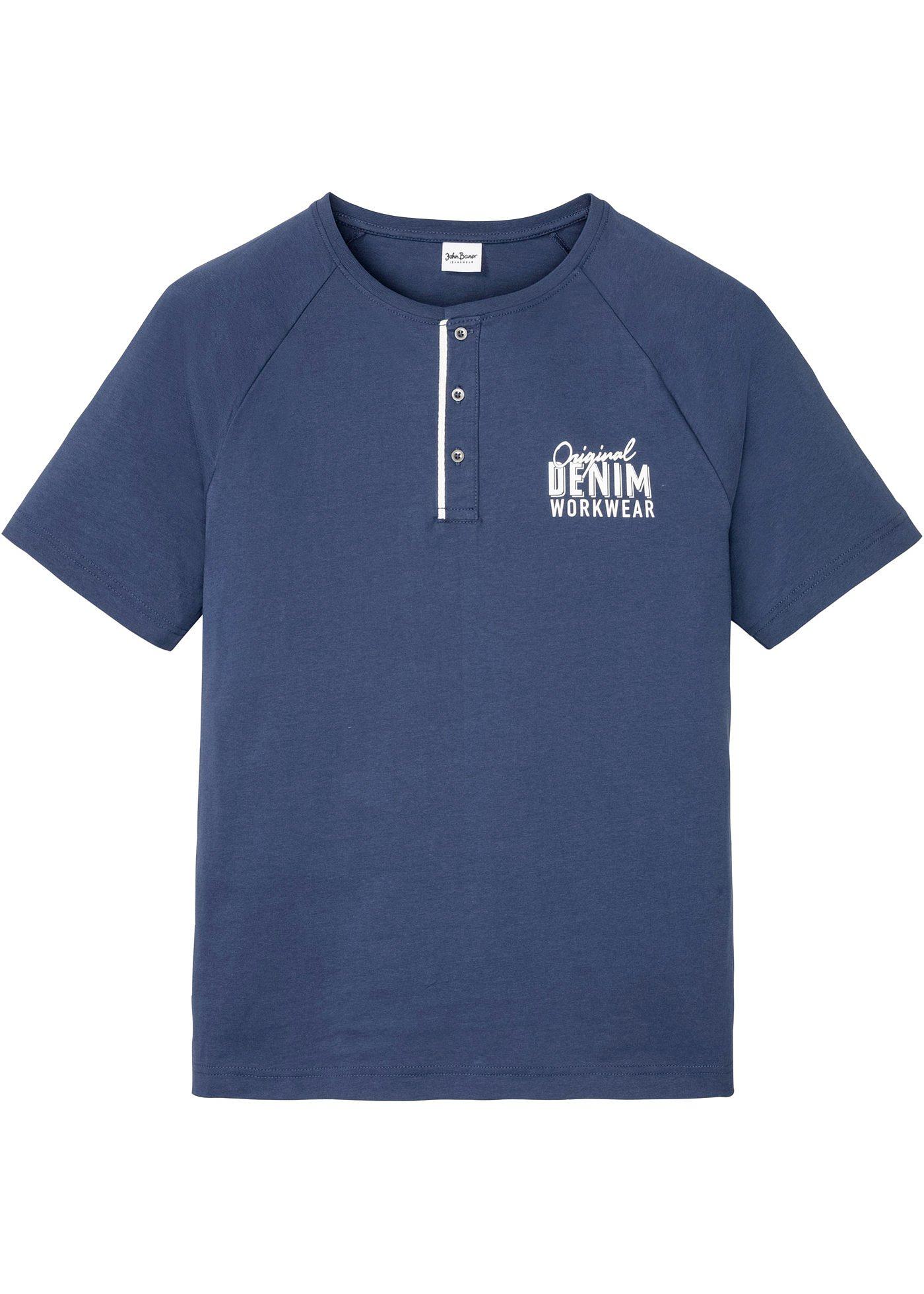 T-shirt col Henley, manches courtes