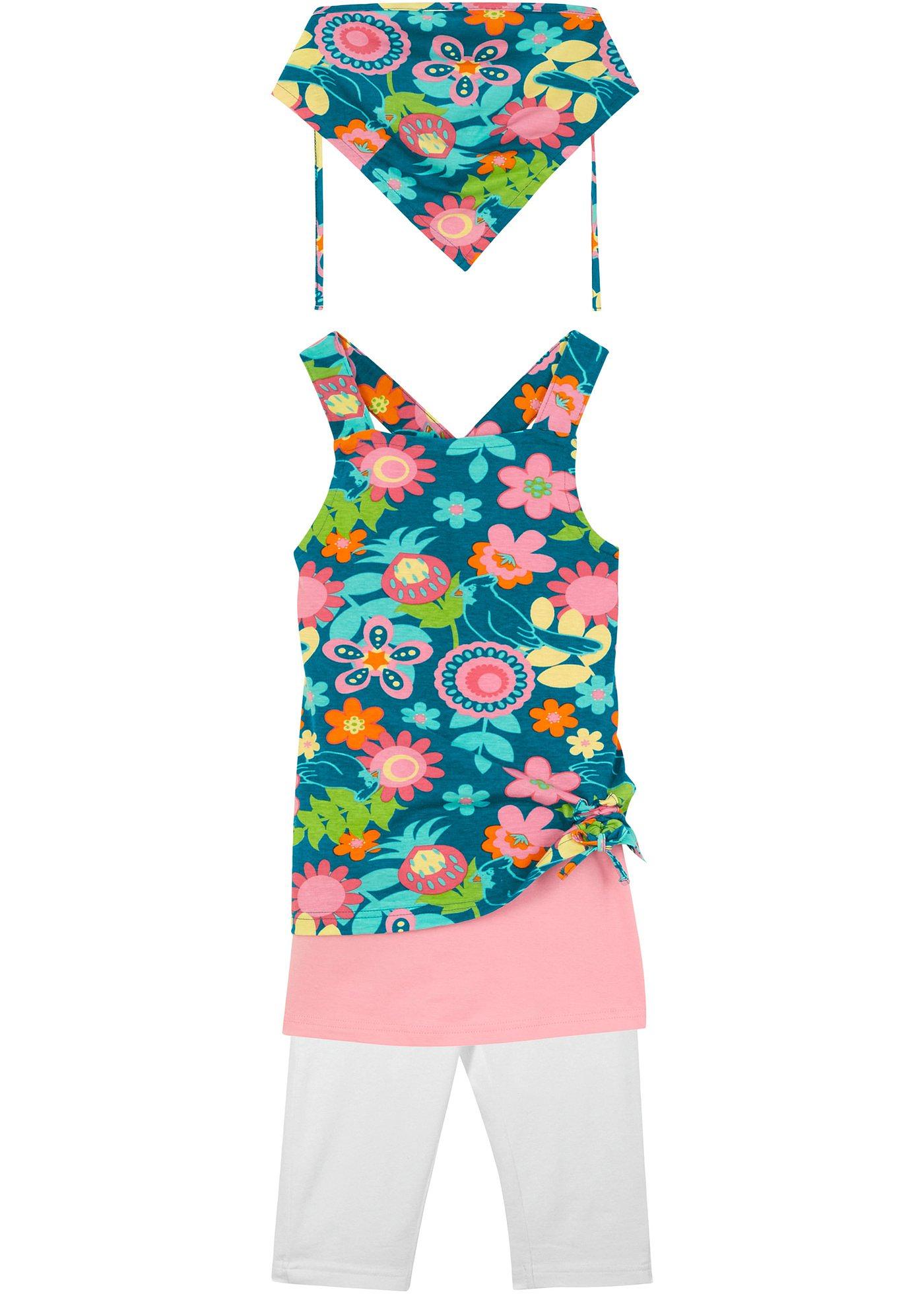 Robe, legging 3/4, foulard fille (Ens. 3 pces.)