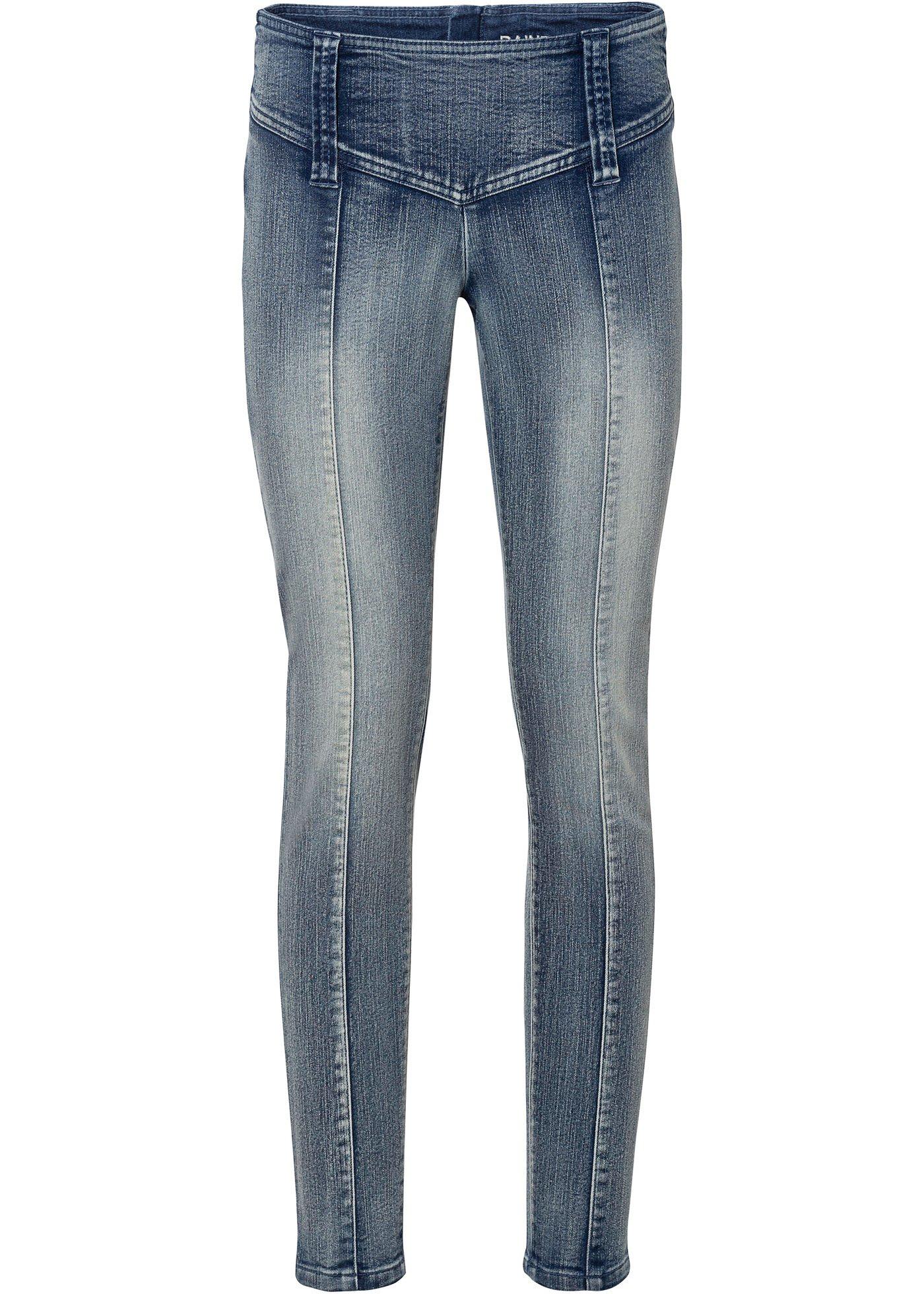 Jean Skinny avec effet moonwash et coutures d'empiècement