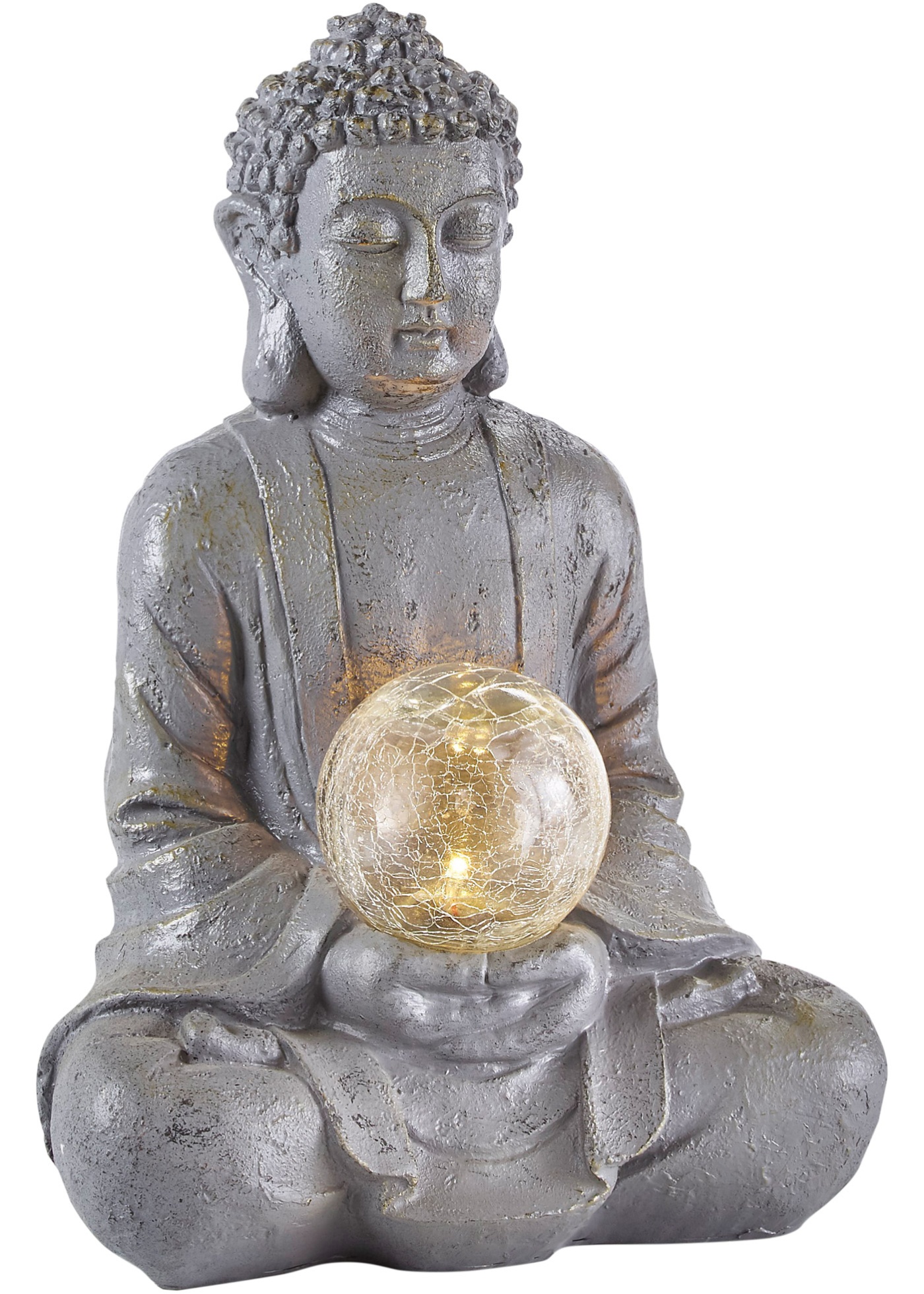 Lampe déco solaire Bouddha avec boule lumineuse