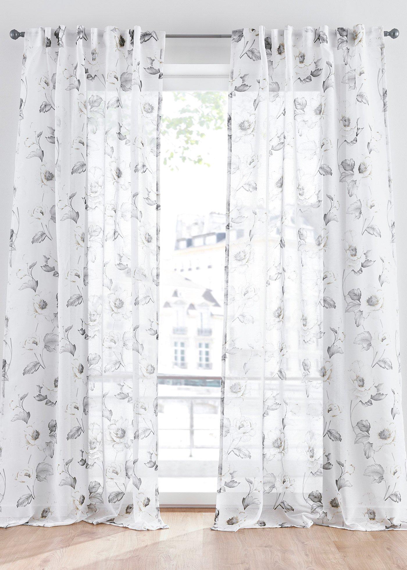 Voilage à imprimé floral (1 pce.)