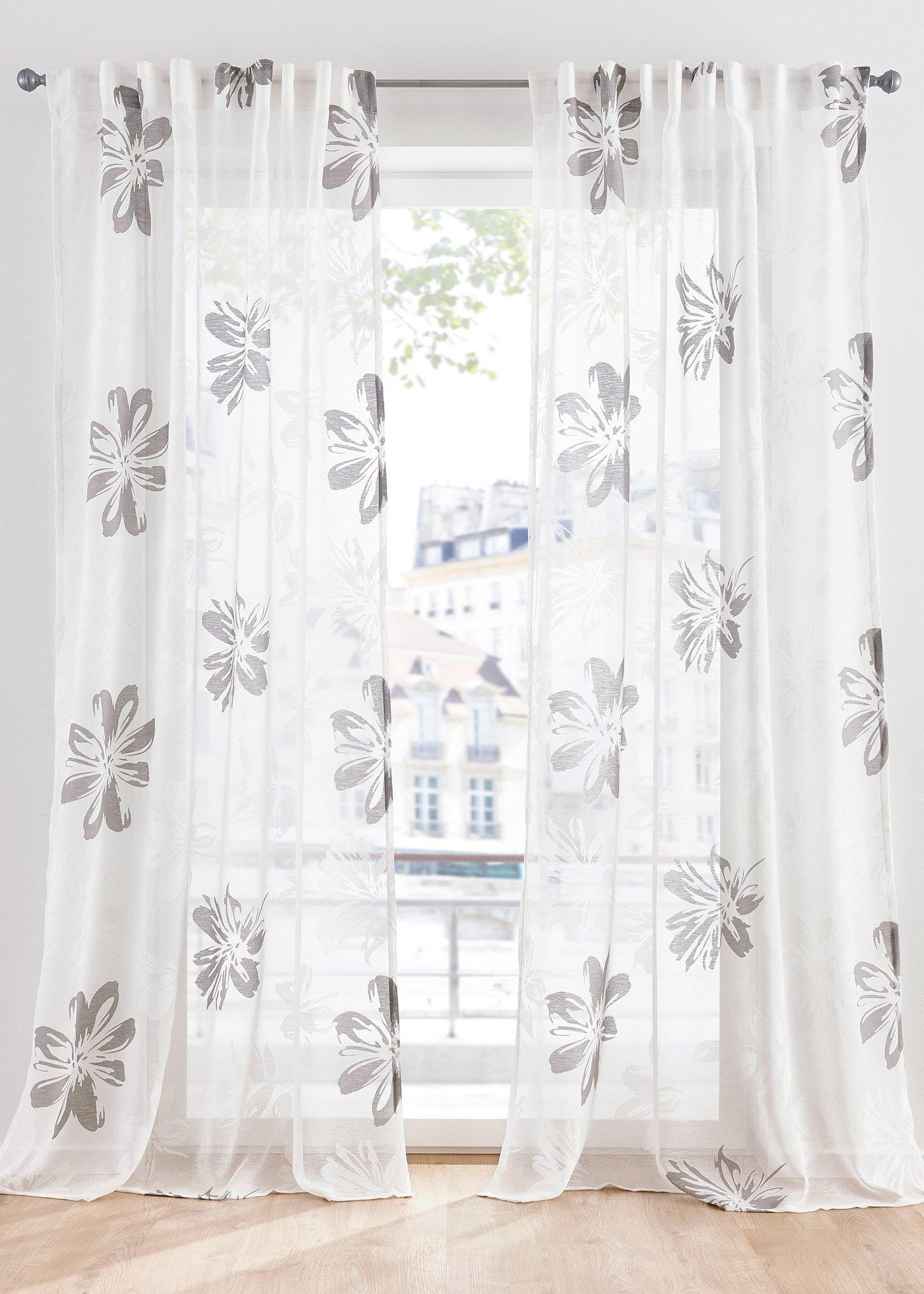 Voilage en dévoré avec imprimé floral (1 pce.)