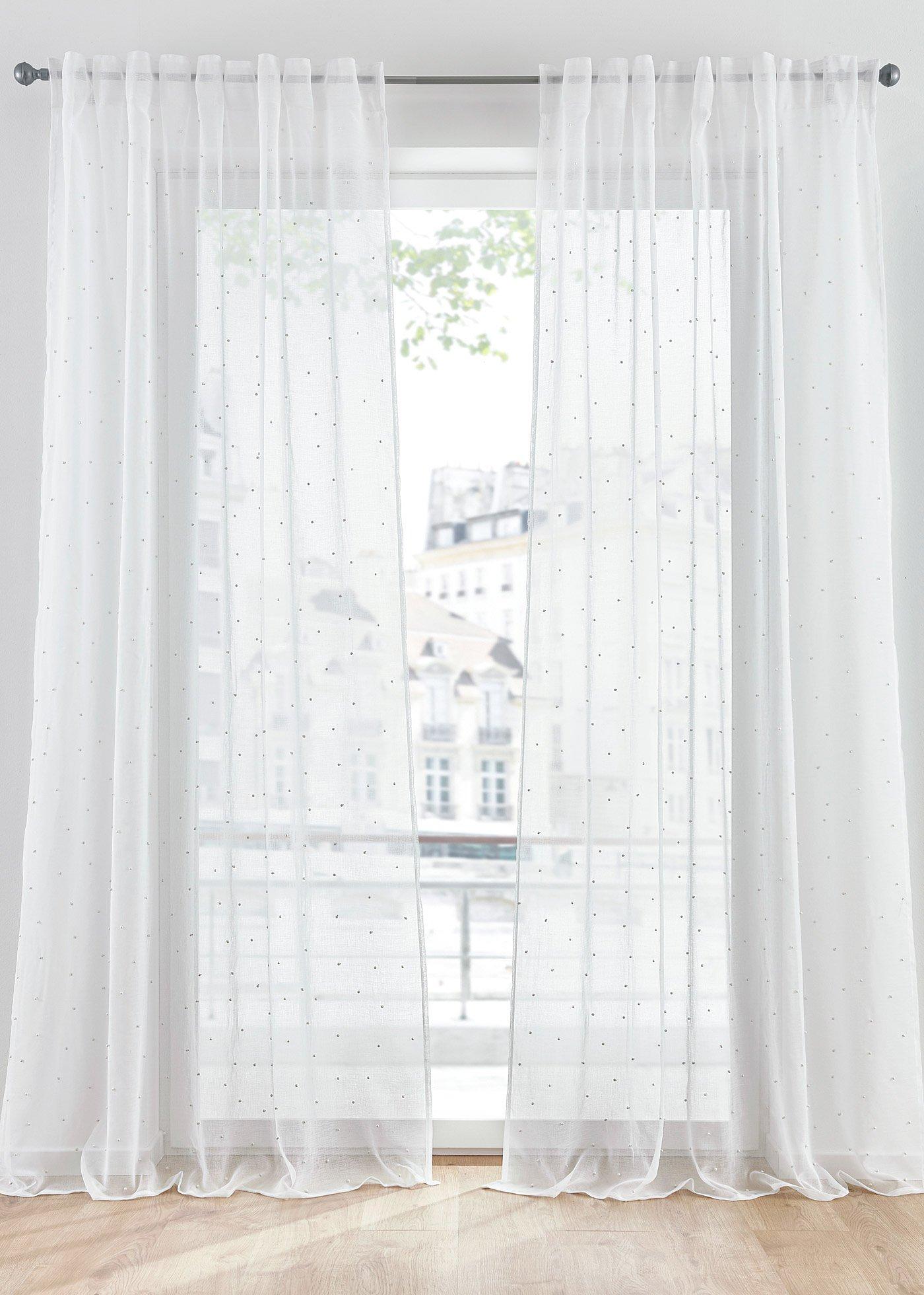 Voilage avec éléments perles appliqués (1 pce.)