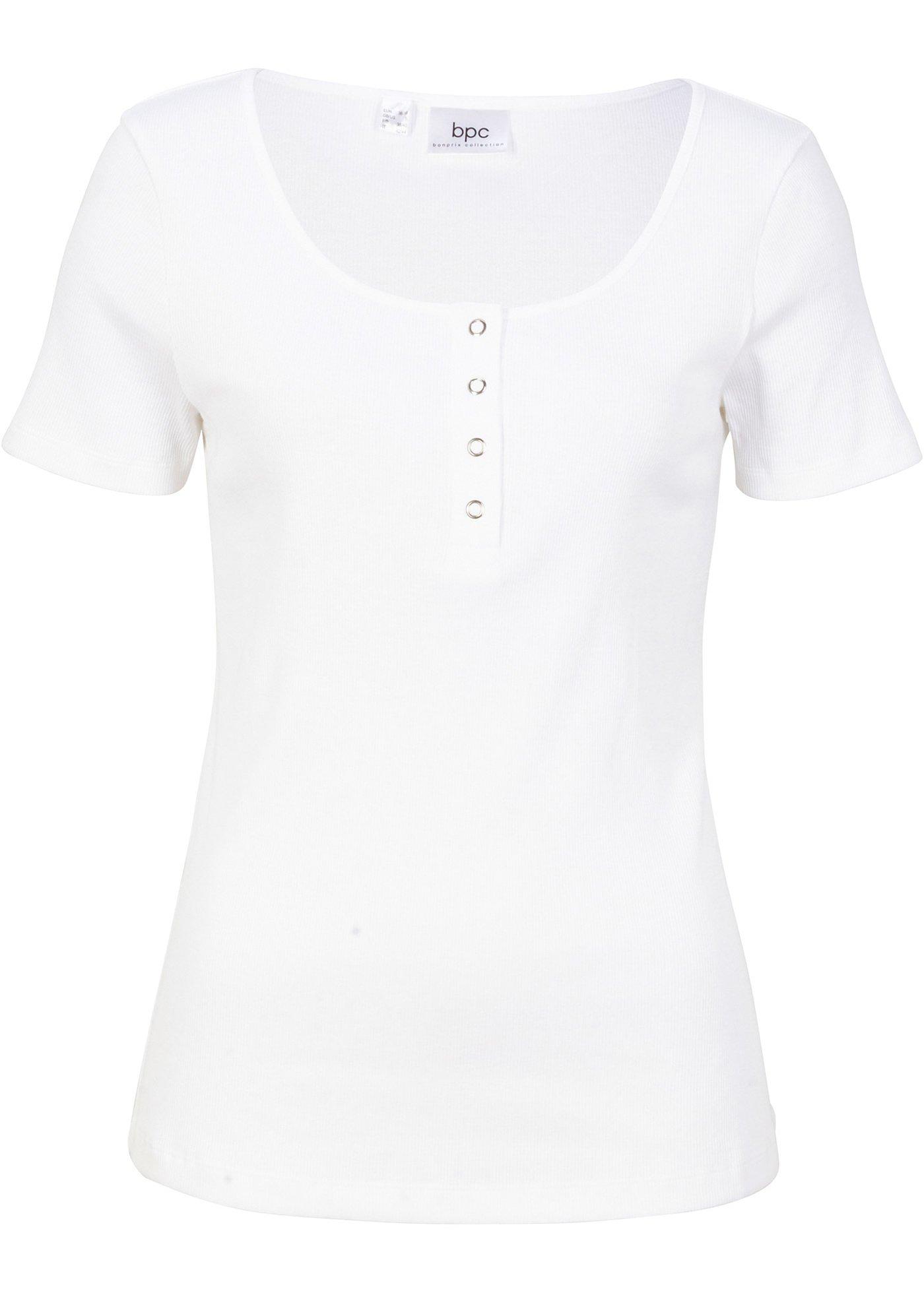 T-shirt côtelé avec patte de boutonnage