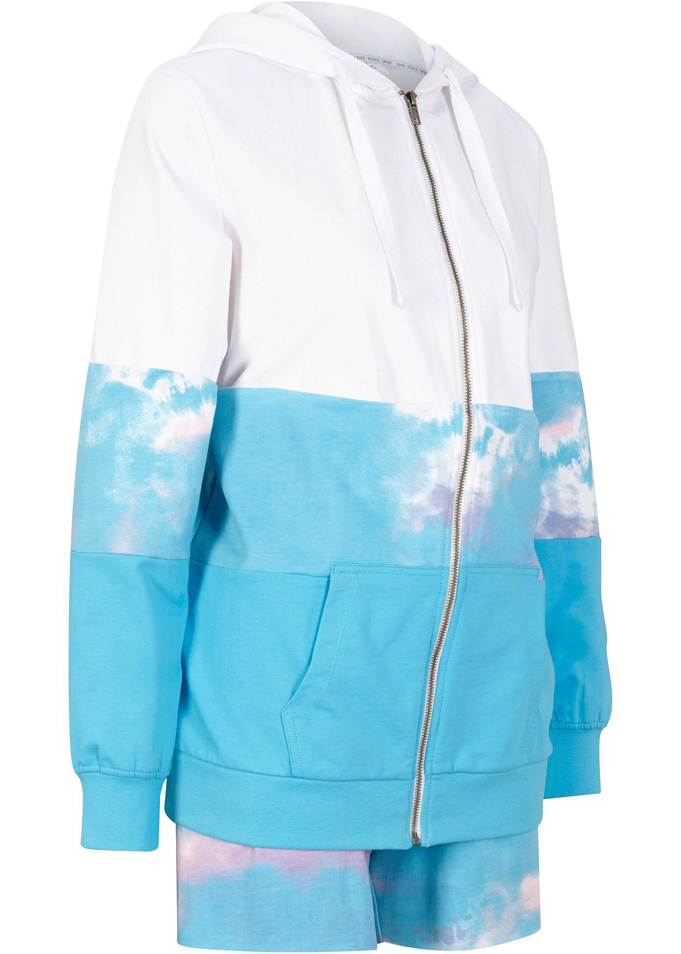 Gilet sweat-shirt et short en coton bio (Ens. 2 pces.)