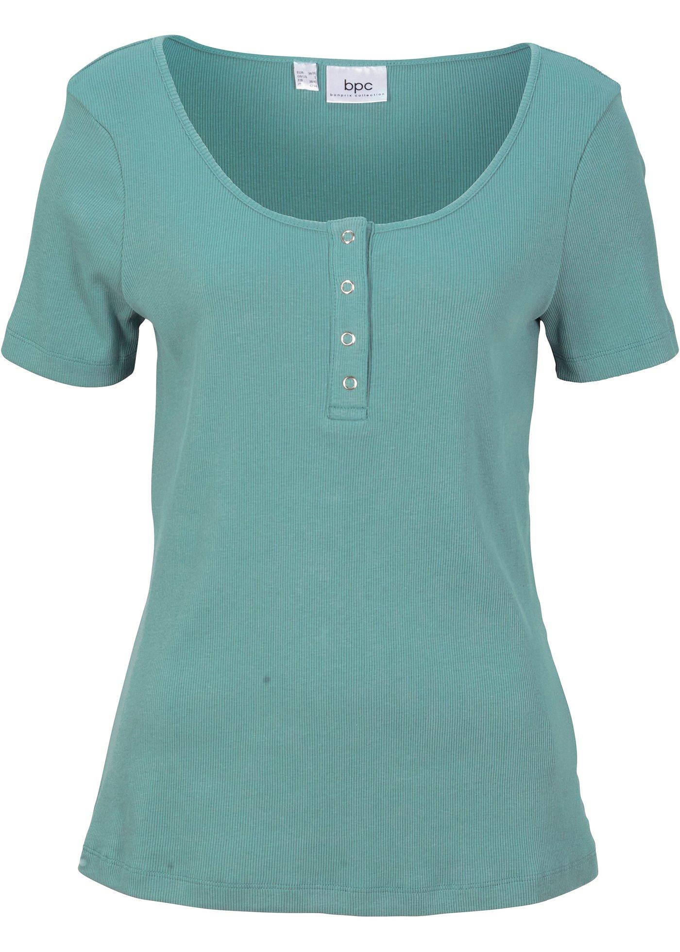 T-shirt côtelé avec patte de boutonnage