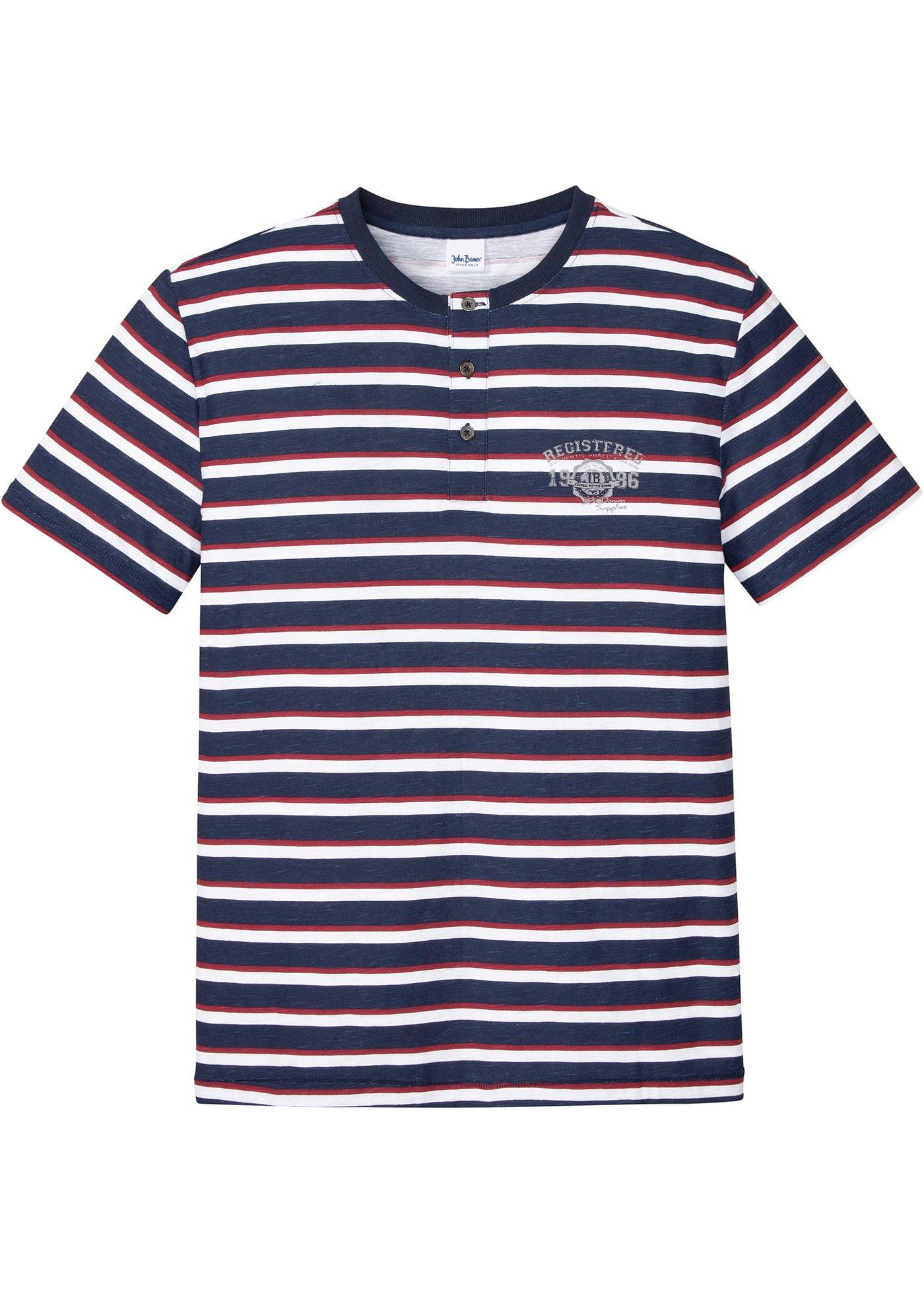 T-shirt col Henley, manches courtes