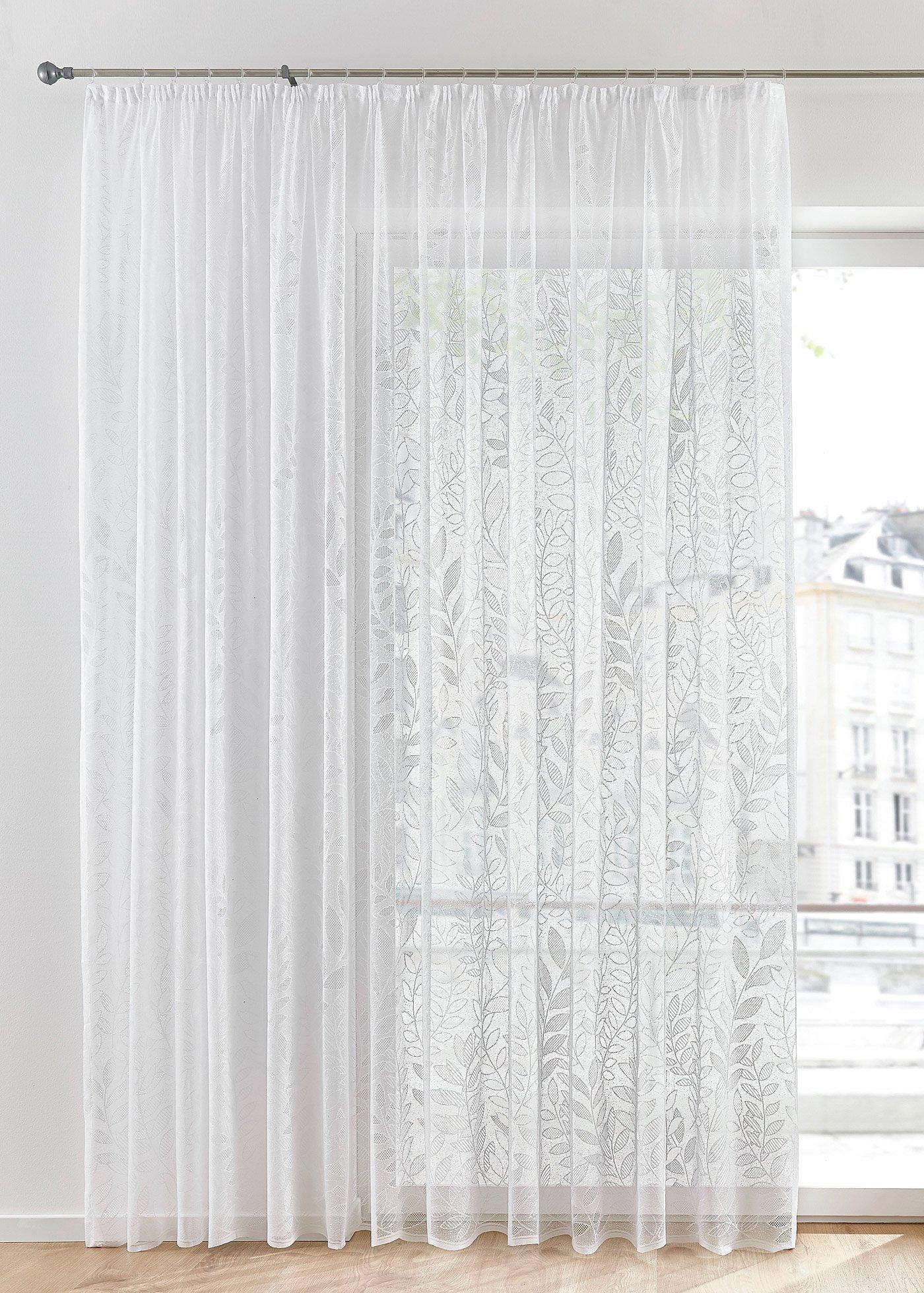 Voilage jacquard à motif feuille