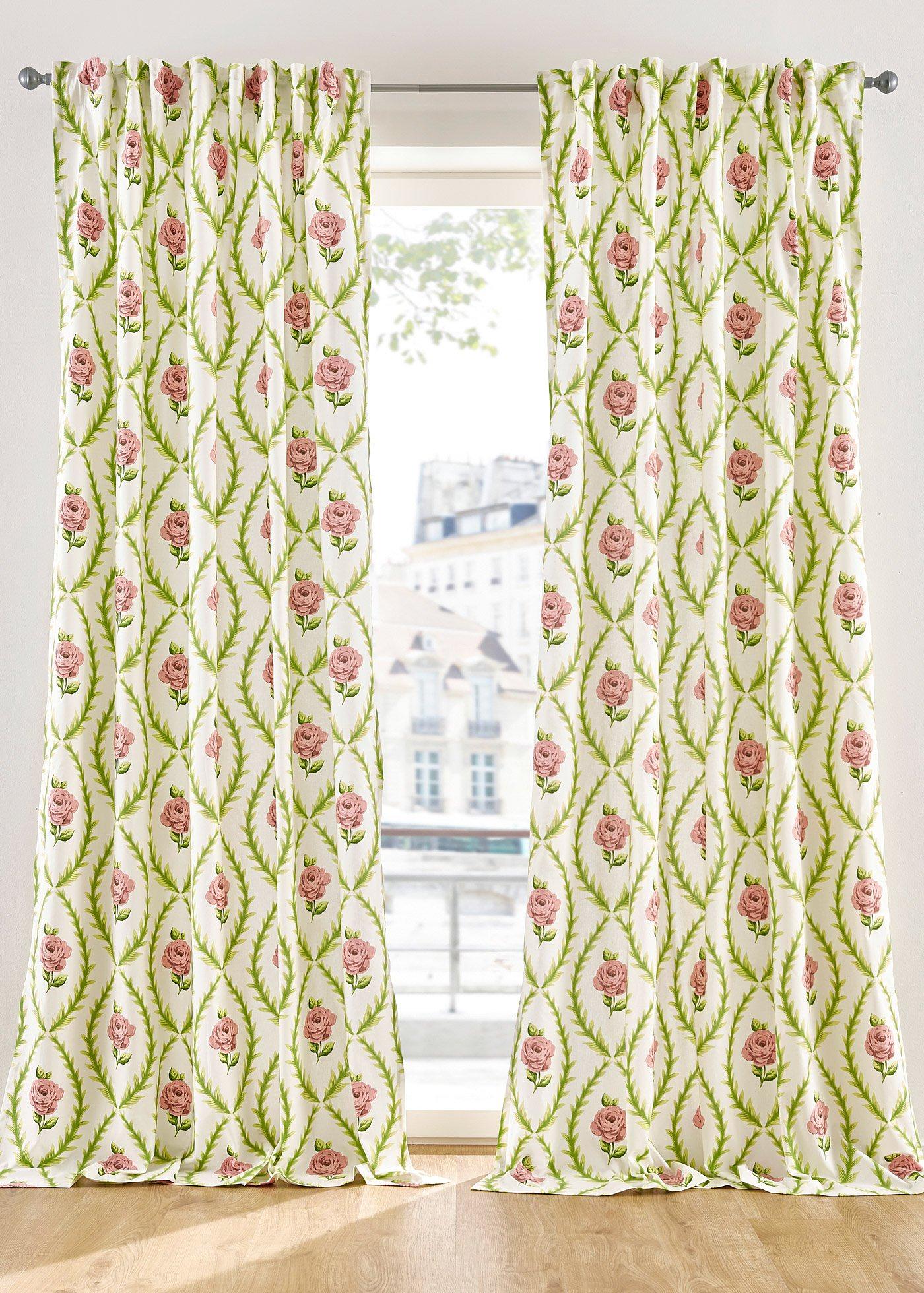 Panneau en coton avec ornements roses (1 pce.)