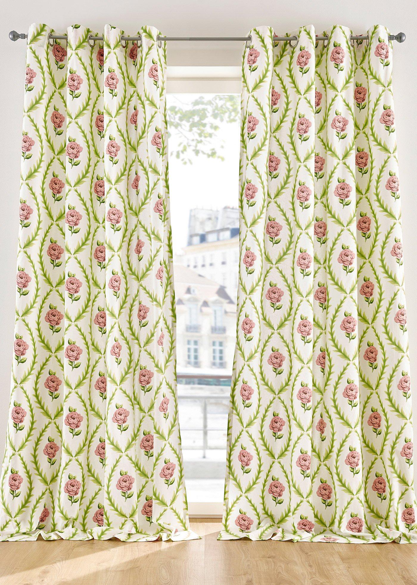 Panneau en coton avec ornements roses (1 pce.)