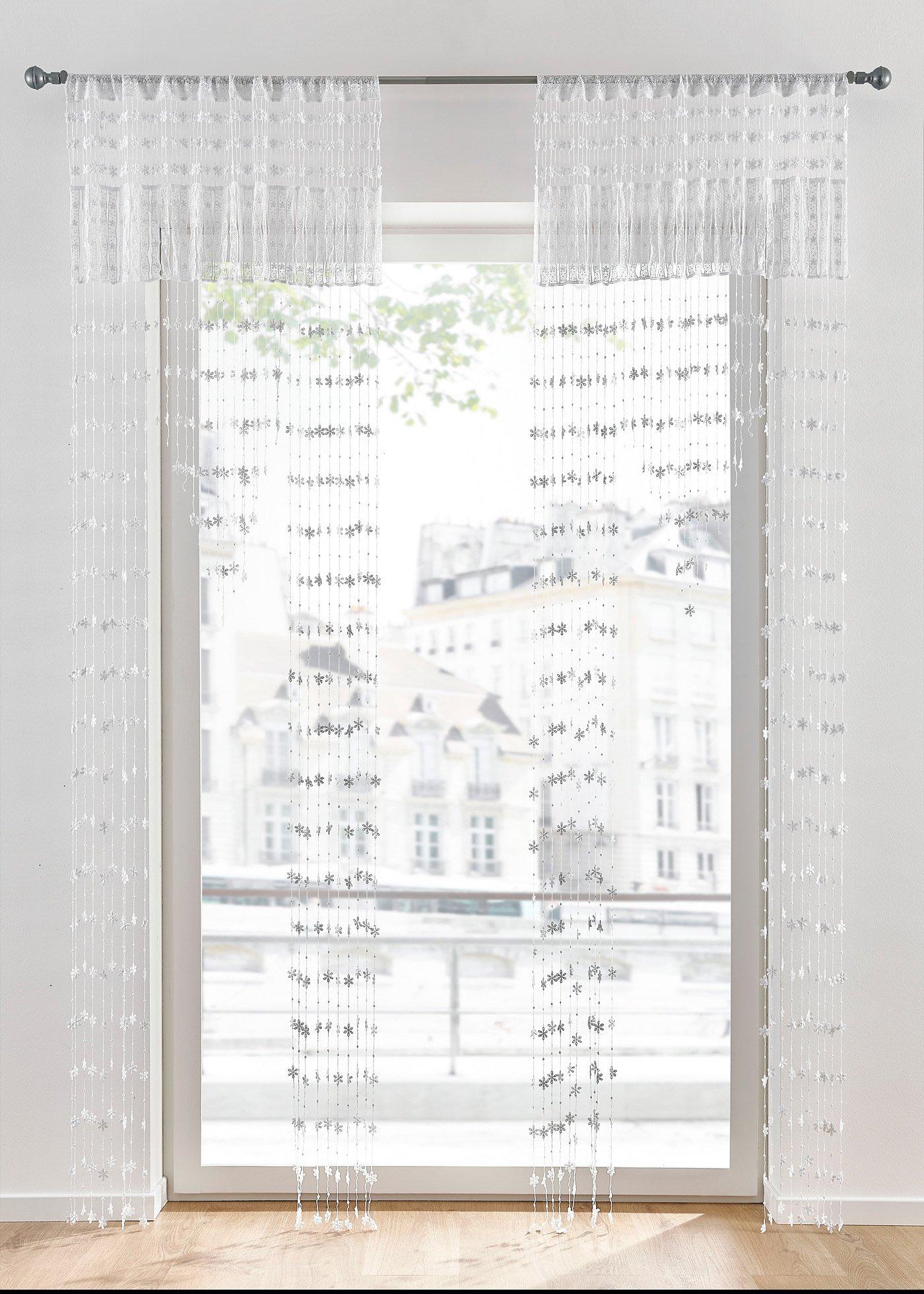 Rideau de fils avec motif floral (1 pce.)