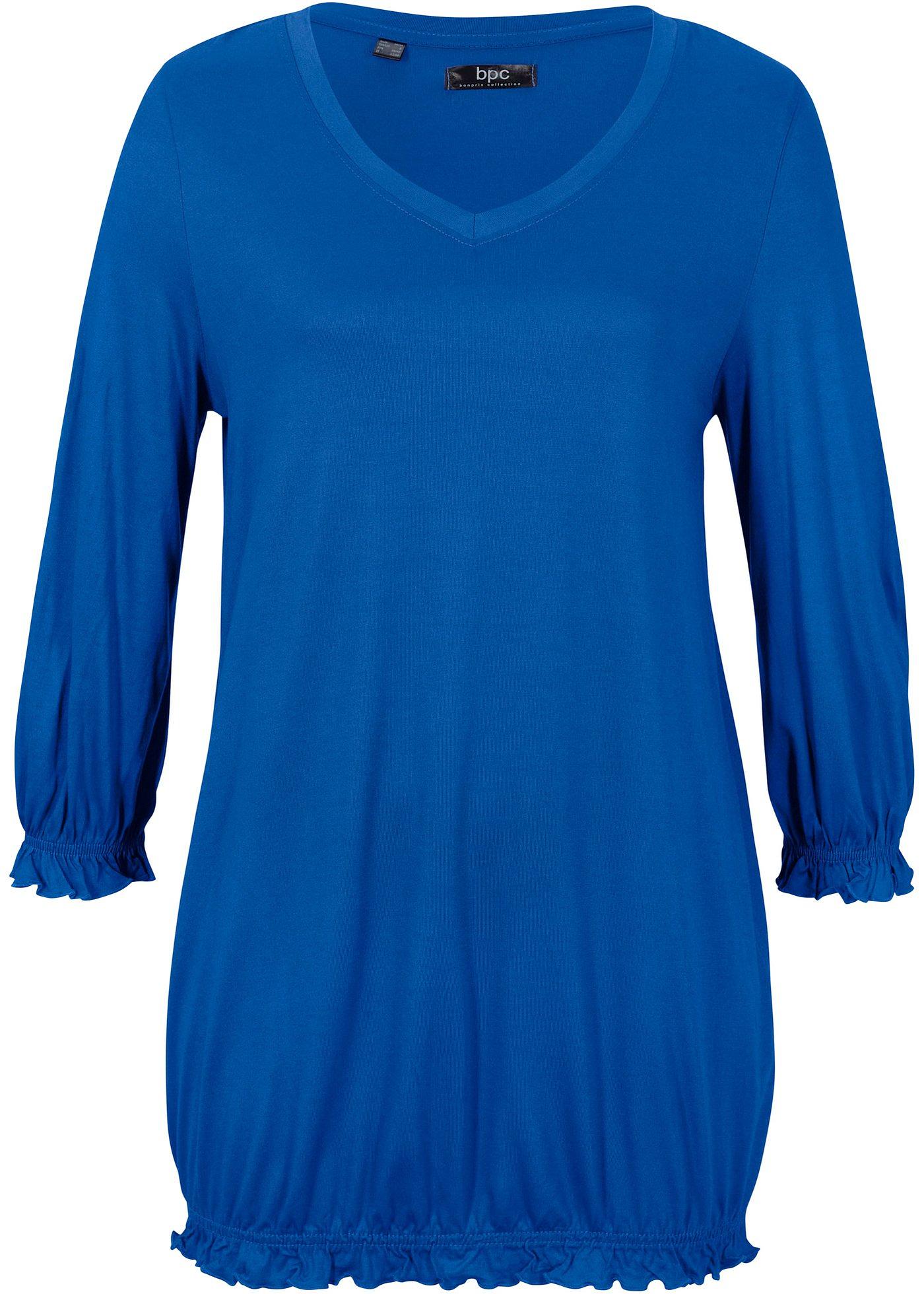 T-shirt en viscose avec volants, manches 3/4