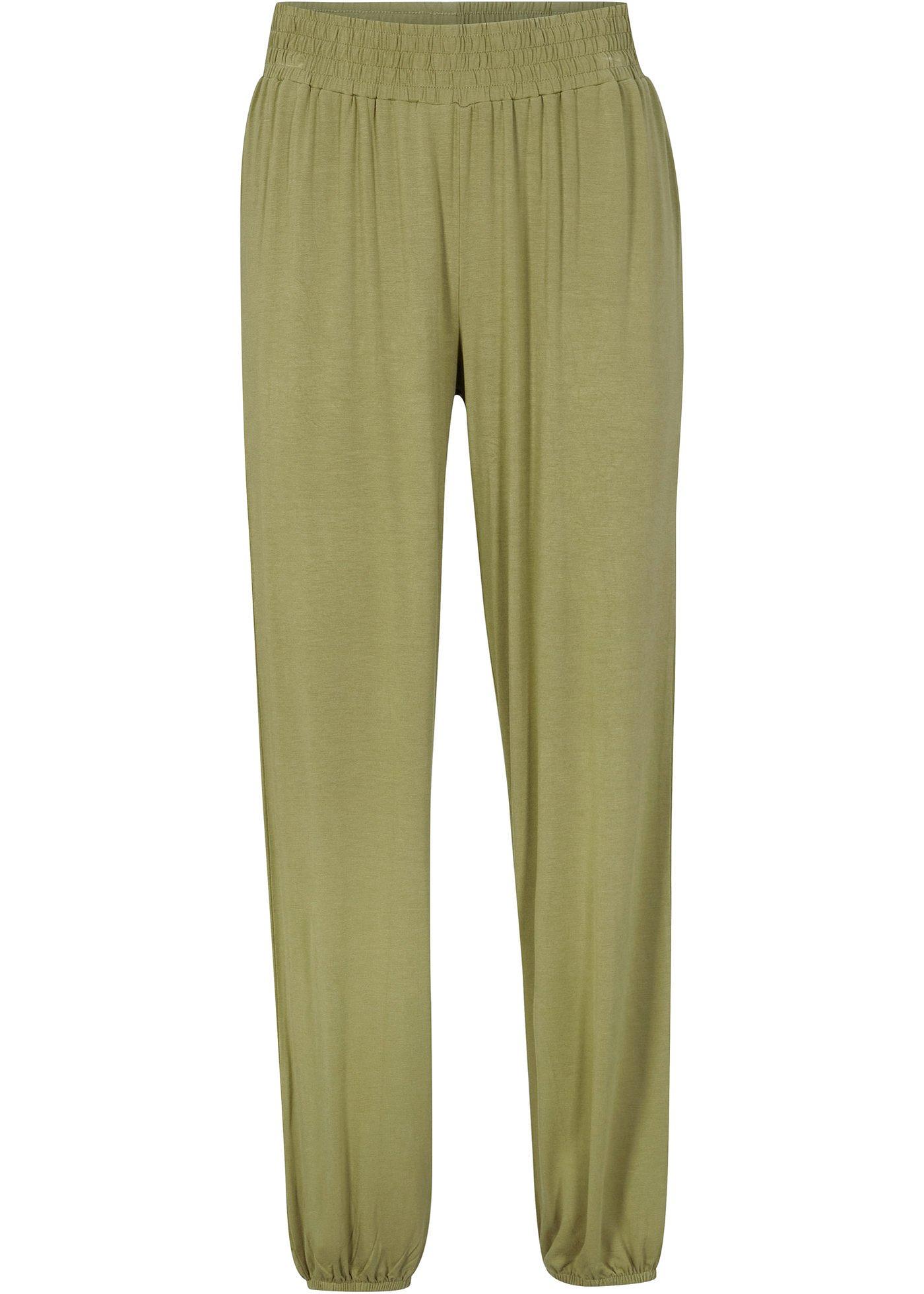 Pantalon en viscose avec taille smockée et élastique