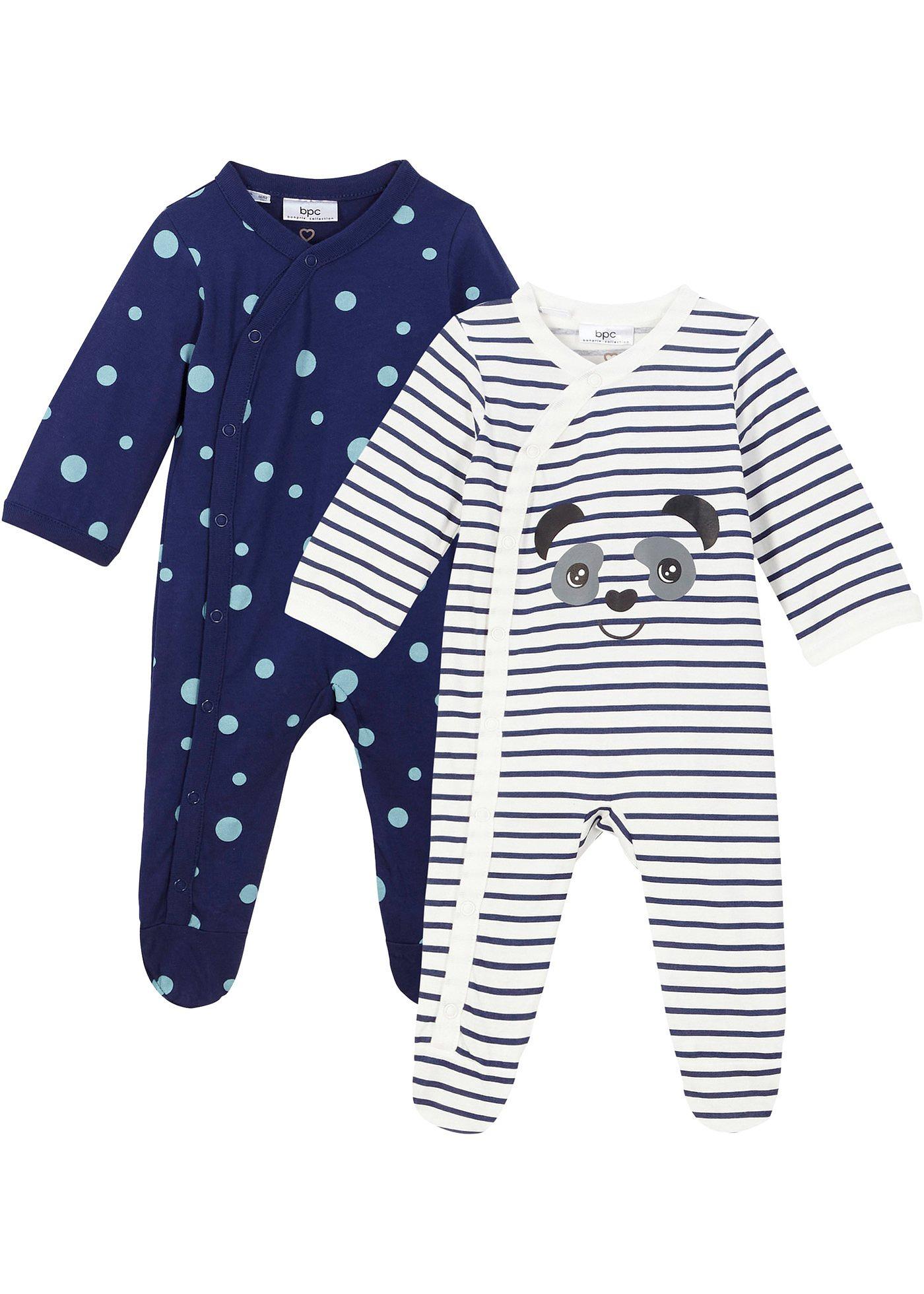 Lot de 2 grenouillères bébé coton bio