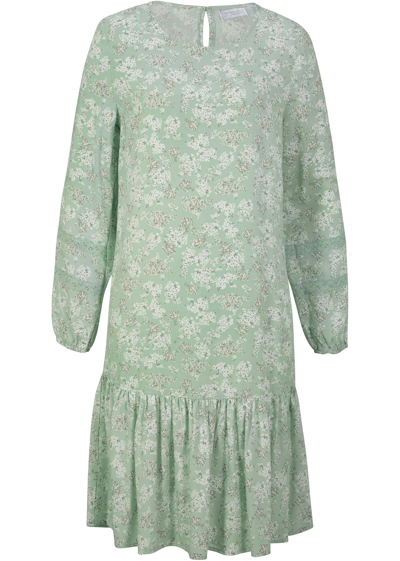 Robe en viscose avec liens dentelle et volant