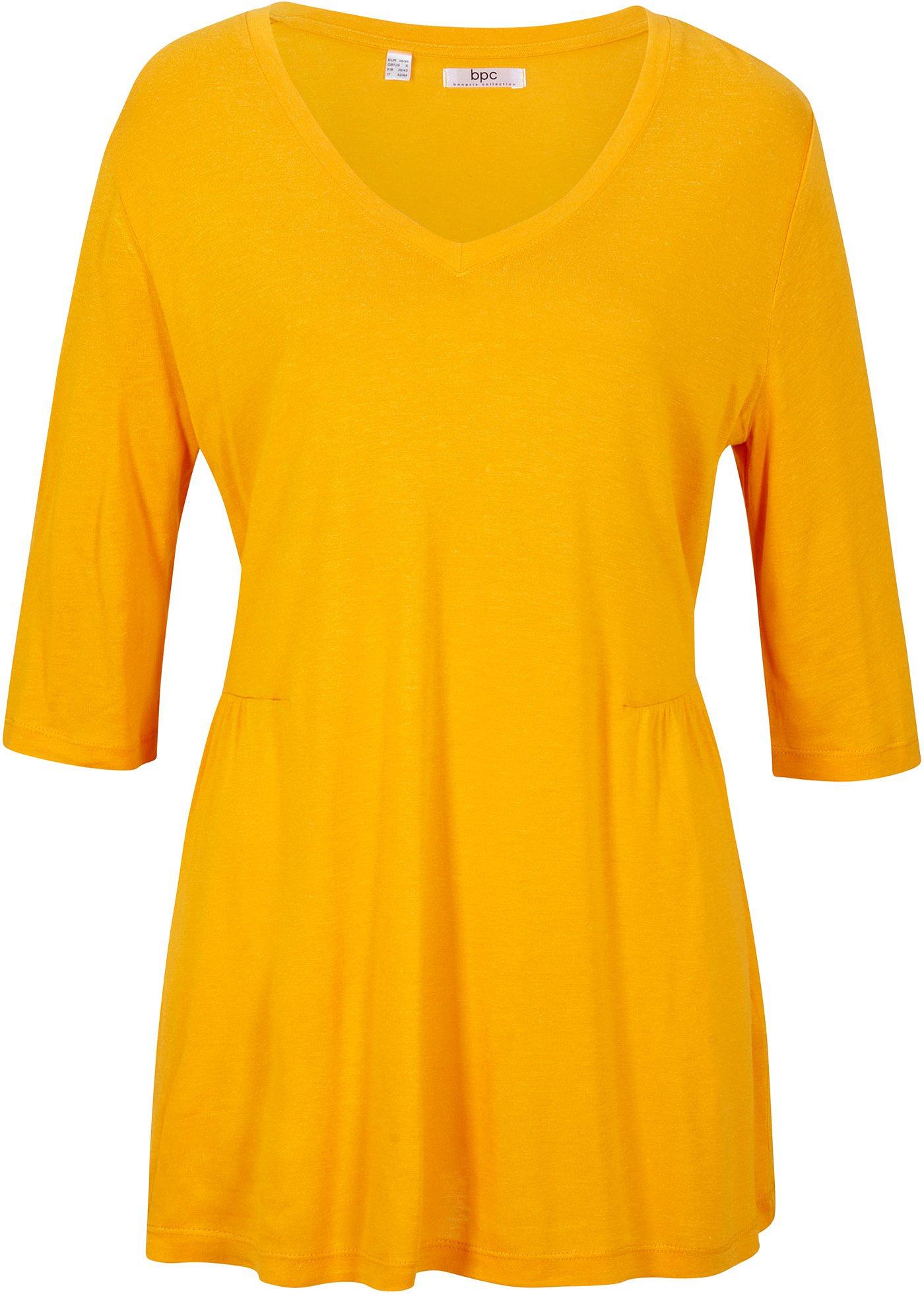 T-shirt avec lin et volant, mi-manches