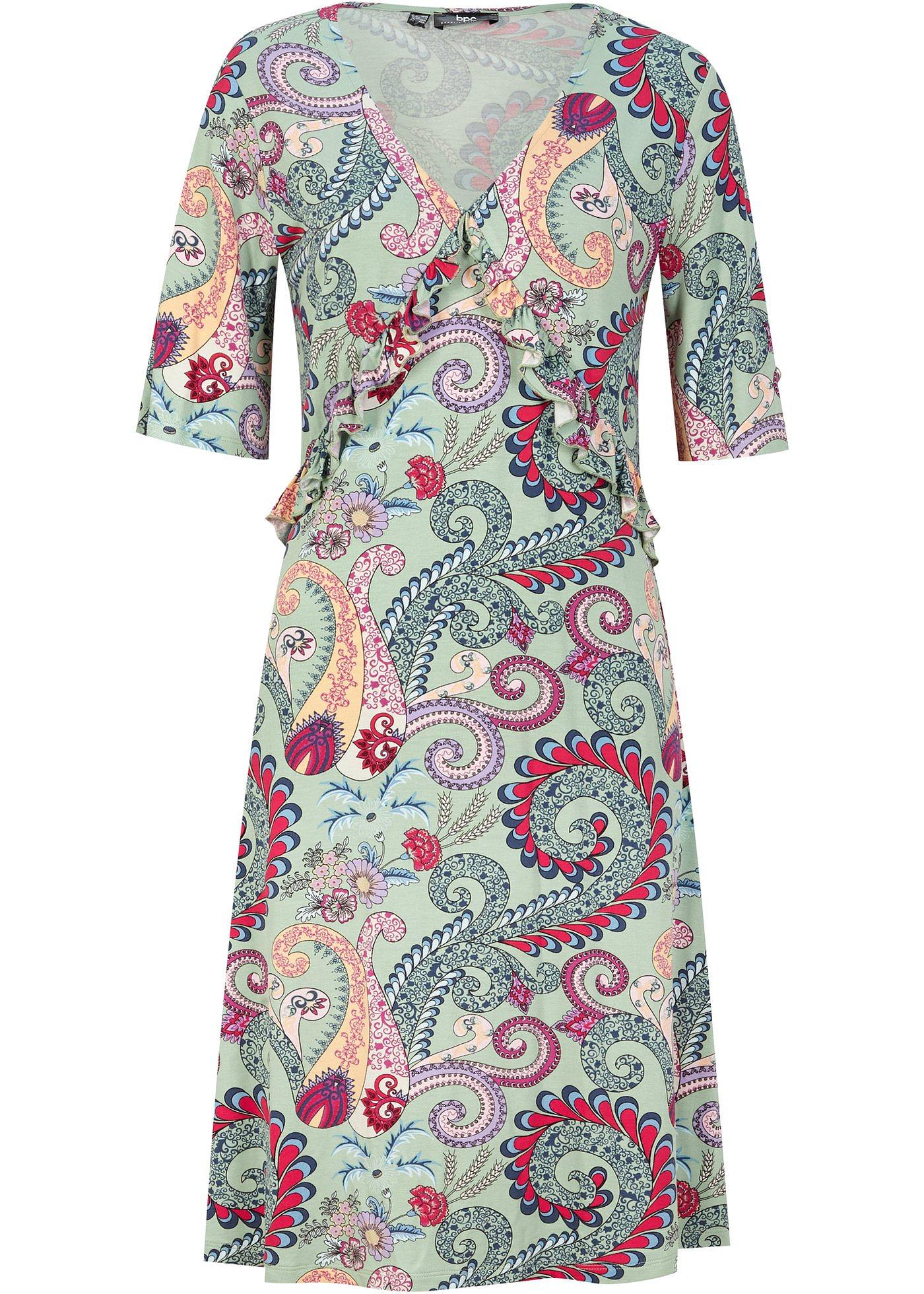 Robe en jersey avec ruchés et décolleté en V