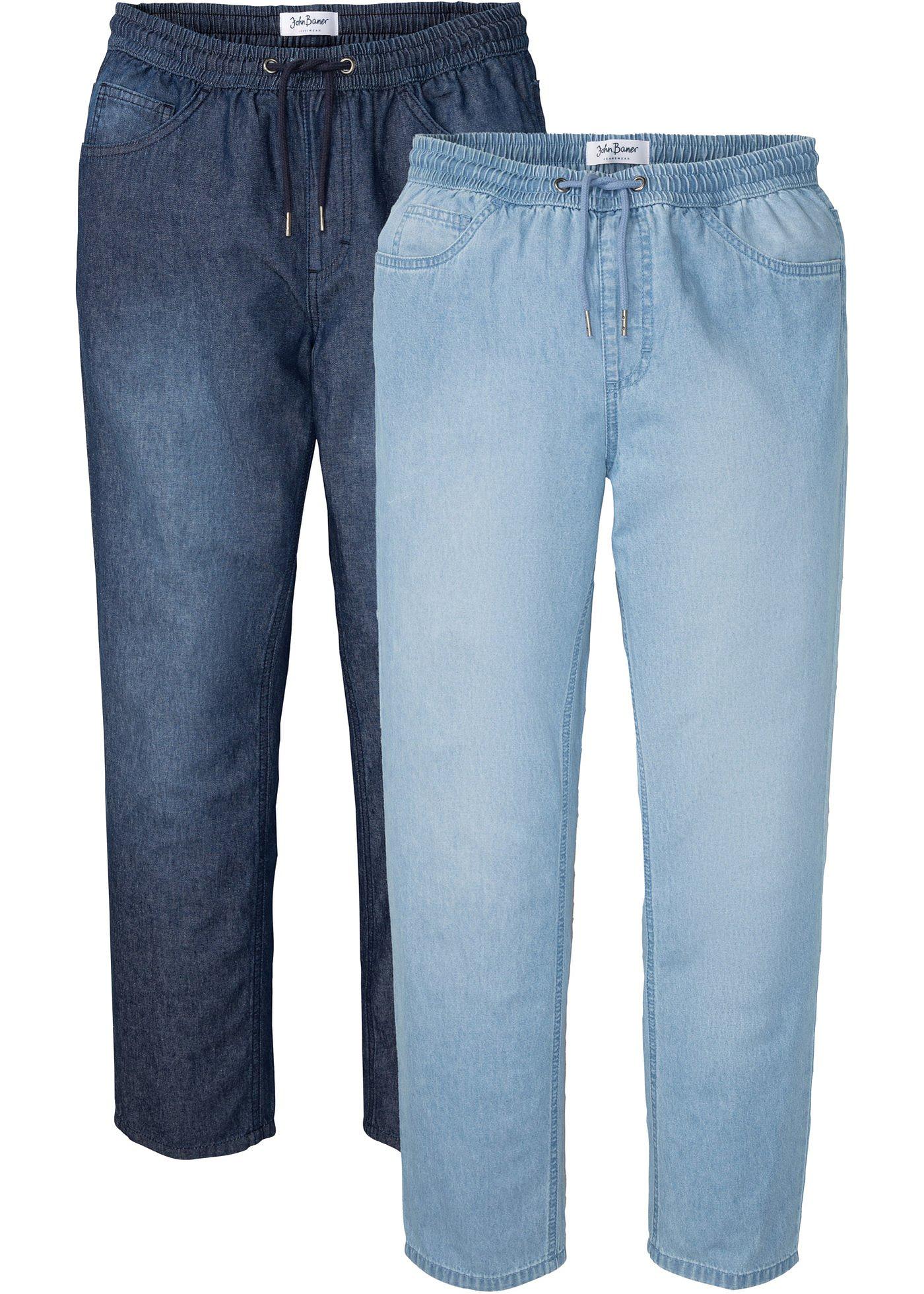Lot de 2 jeans à taille extensible Classic Fit en denim estival