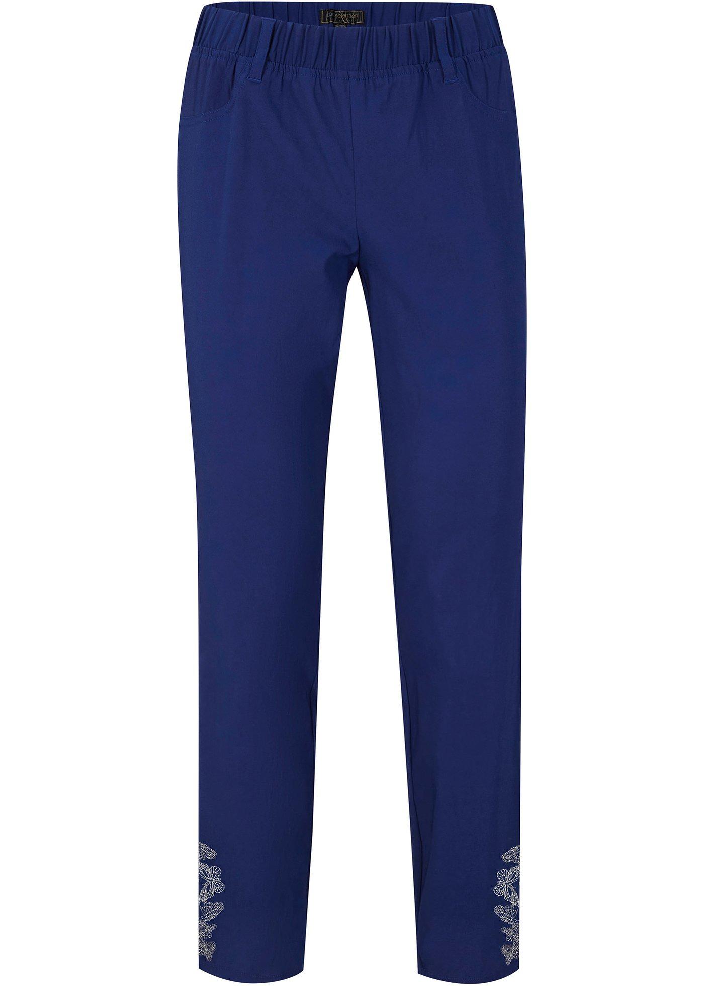 Pantalon en bengaline avec broderie papillon