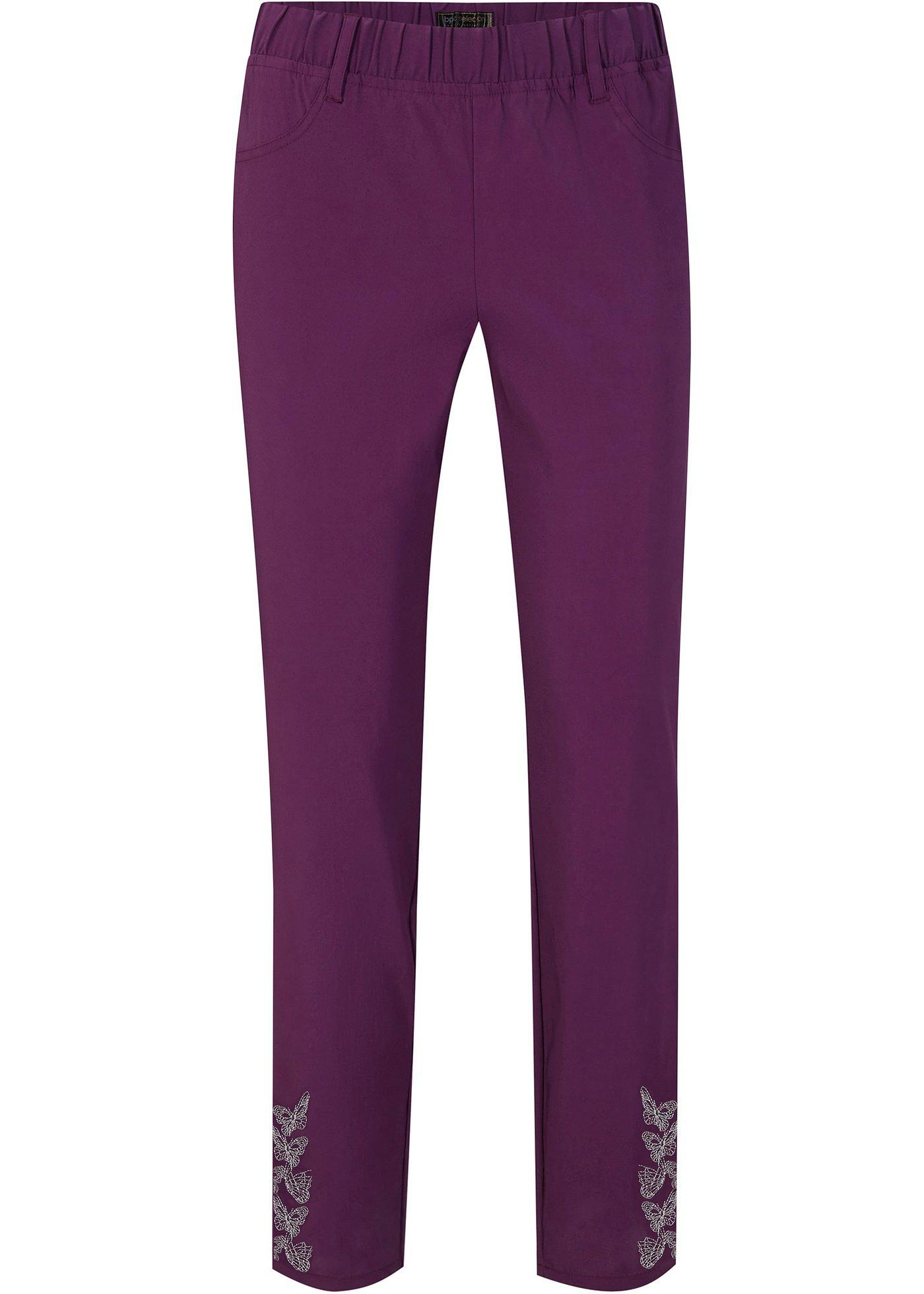 Pantalon en bengaline avec broderie papillon