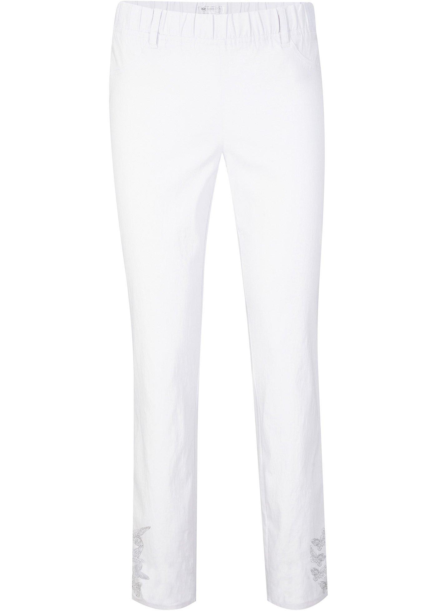 Pantalon en bengaline avec broderie papillon