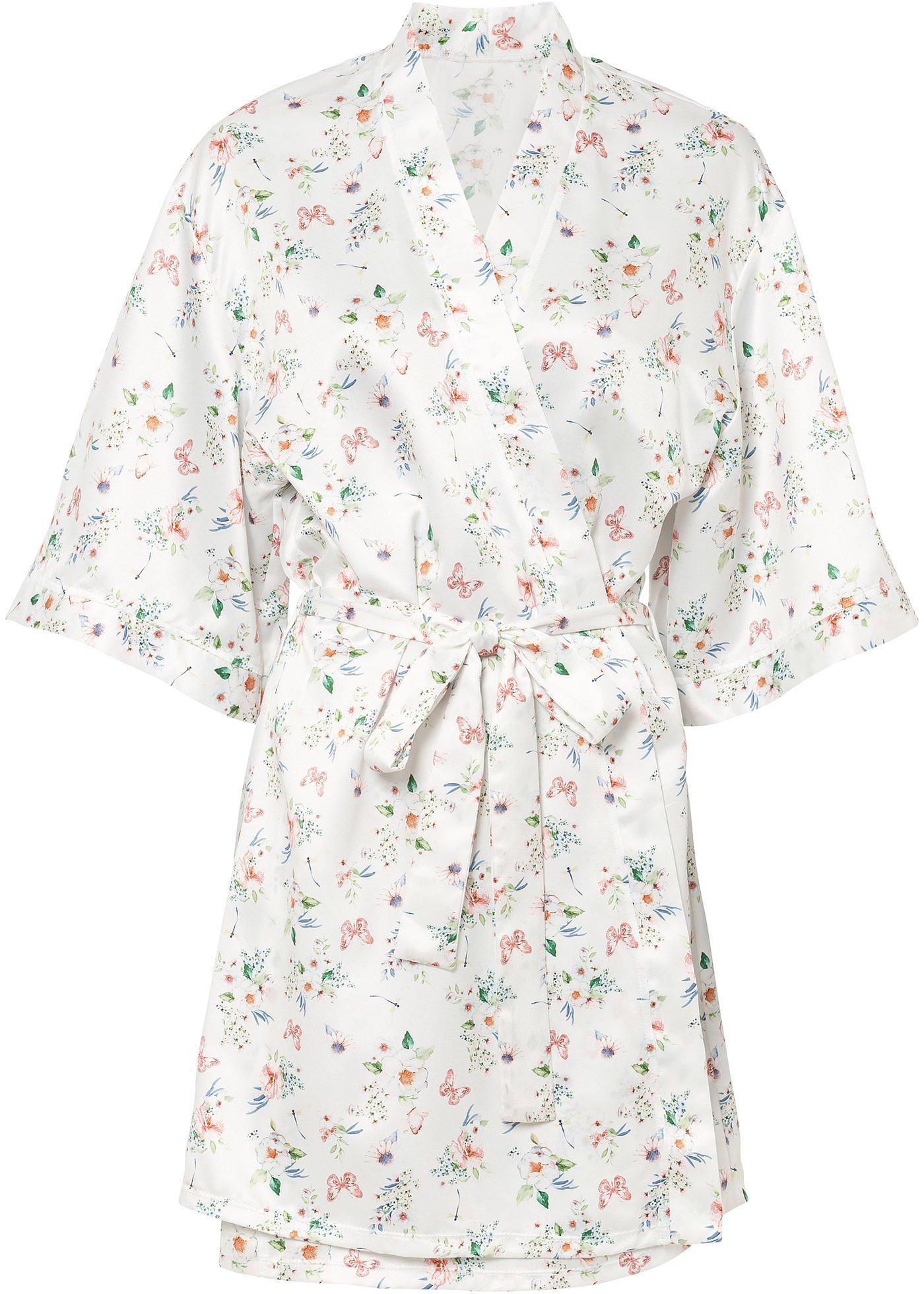 Kimono en satin à imprimé floral