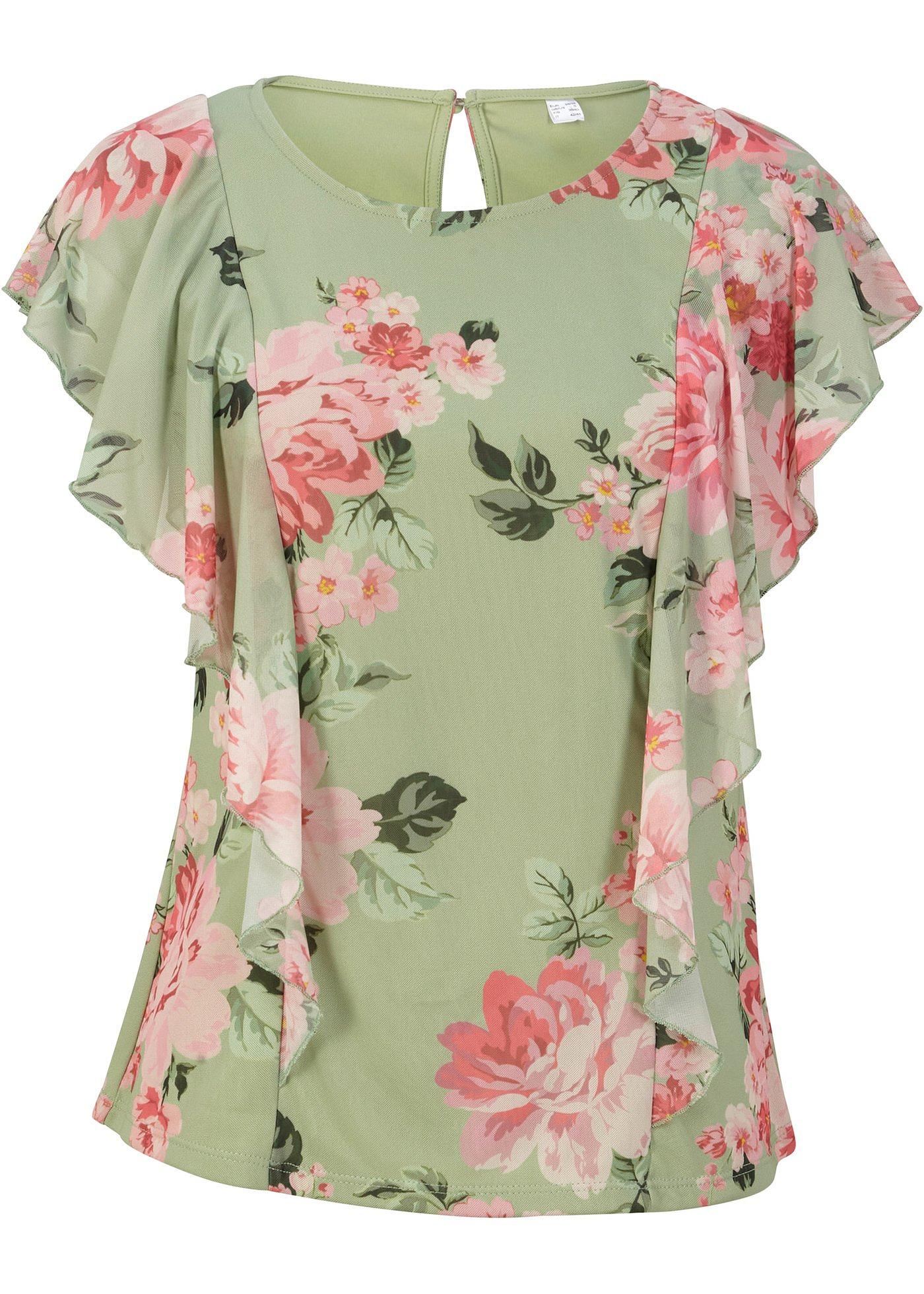 T-shirt en mesh à volants