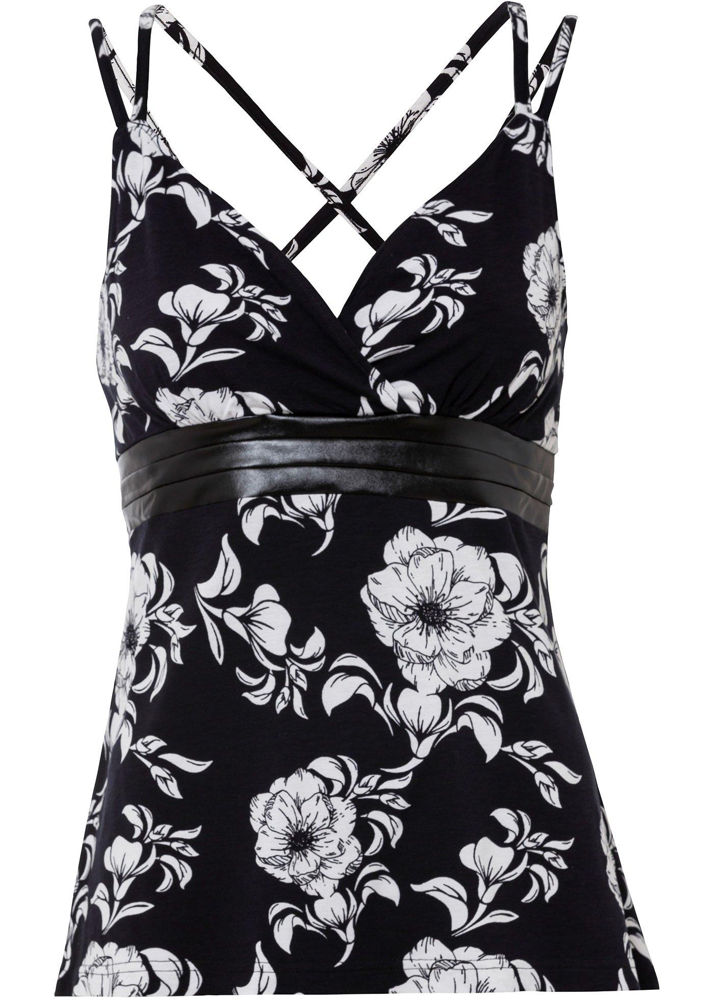 Top avec empiècement en synthétique imitation cuir