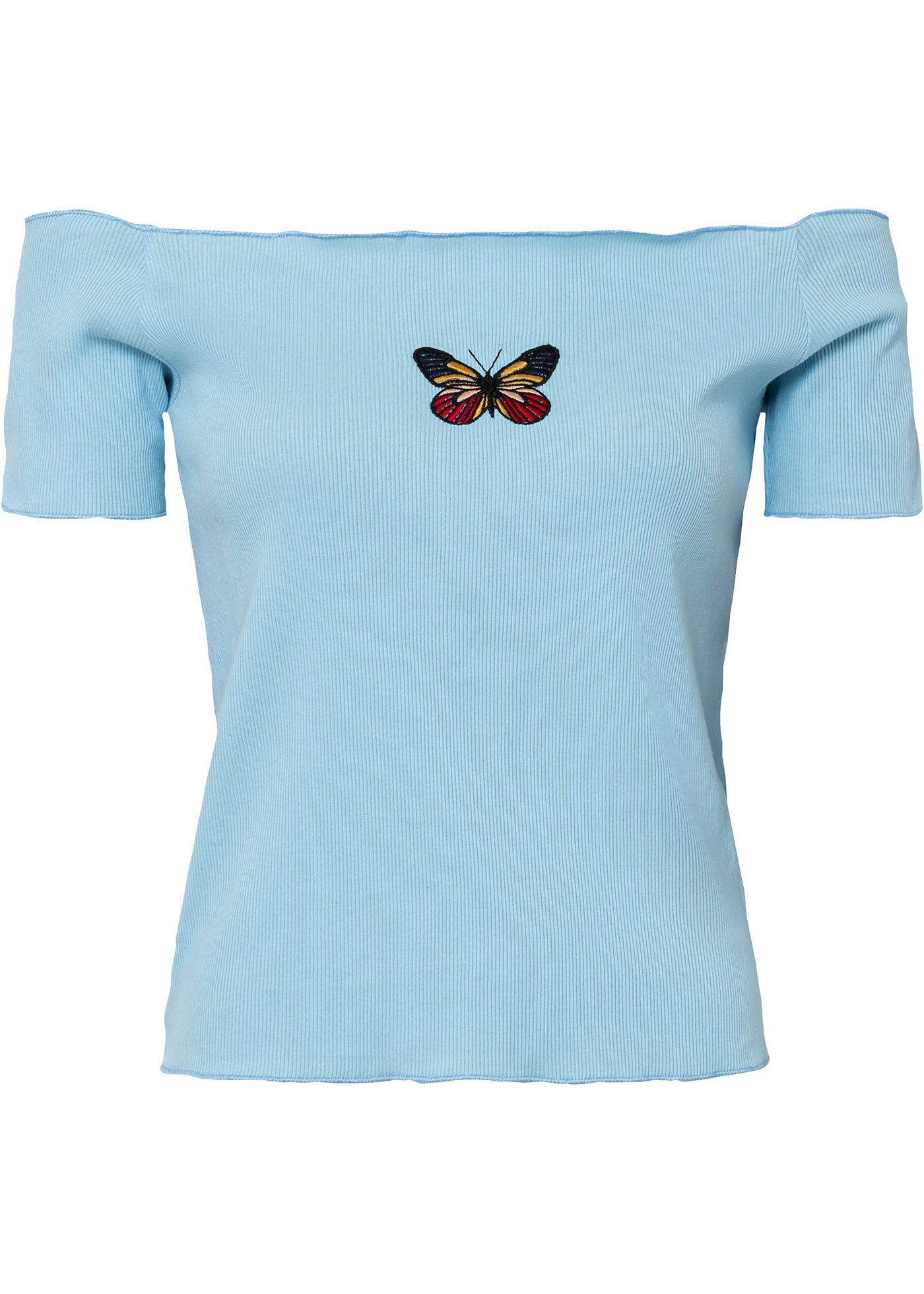 T-shirt côtelé en coton avec broderie