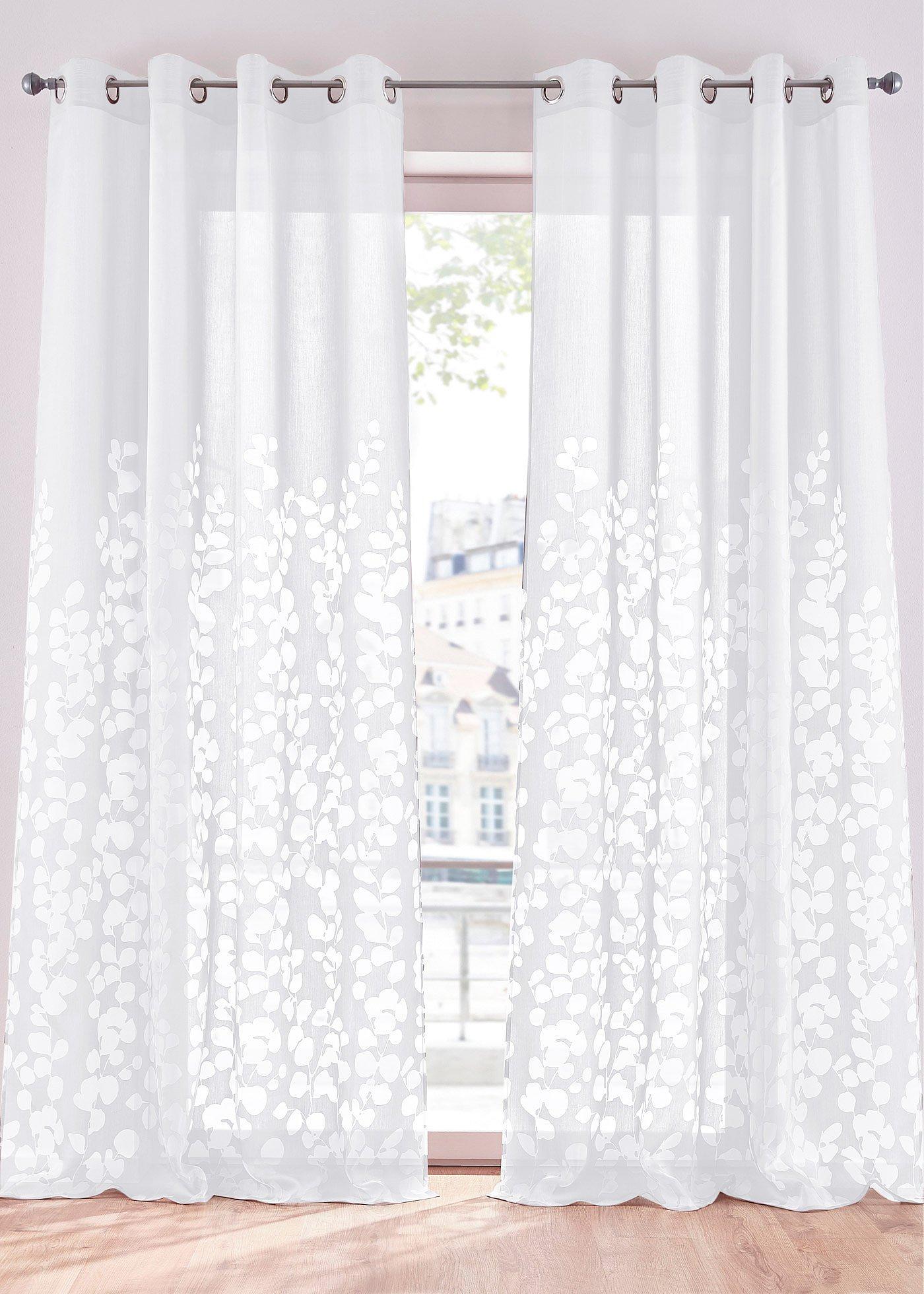 Voilage en dévoré avec feuilles (1 pce.)