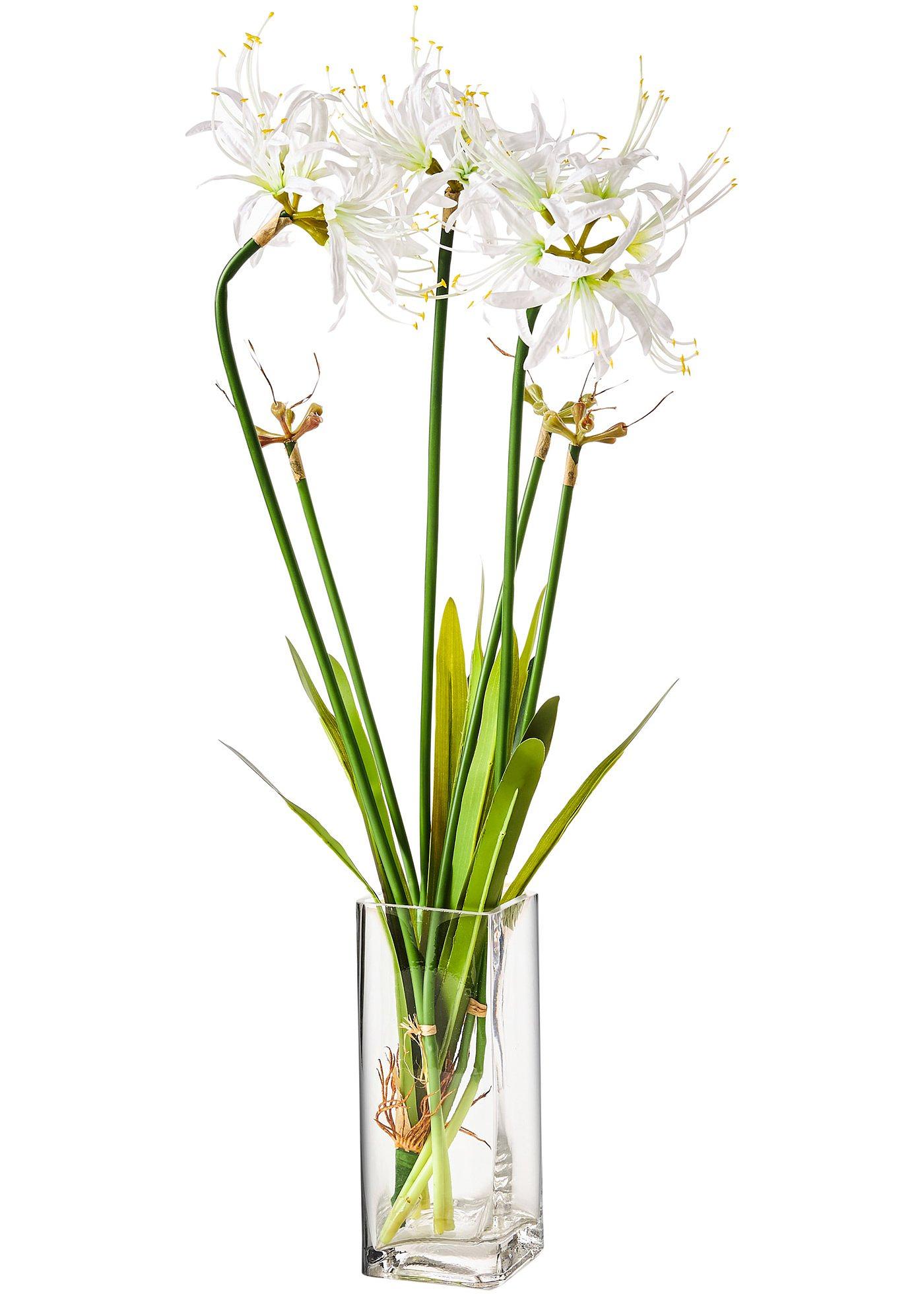Fleur artificielle avec vase en verre