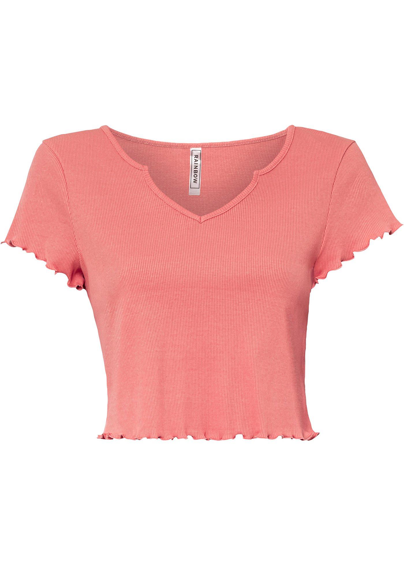 T-shirt côtelé court en coton bio