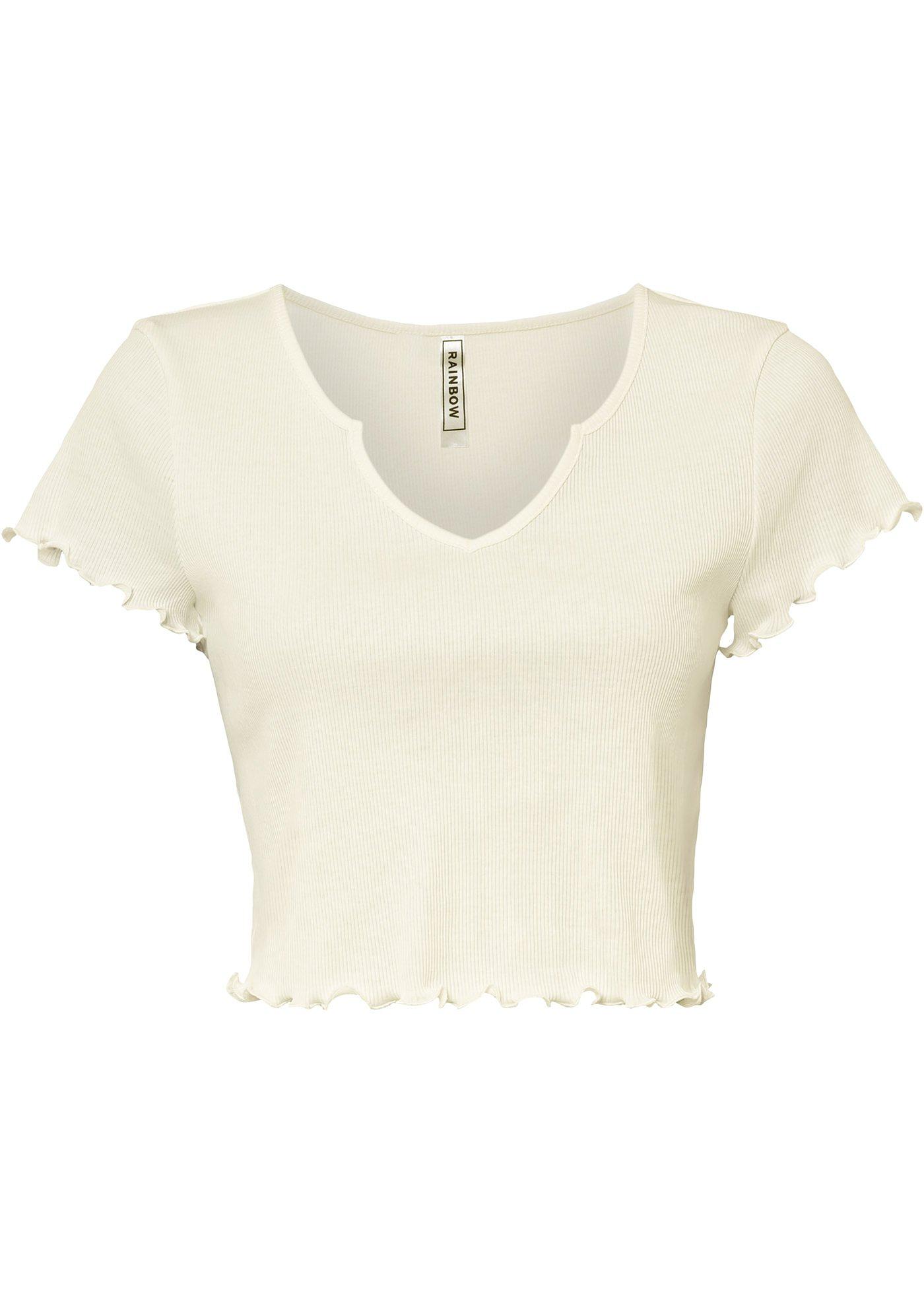 T-shirt côtelé court en coton bio