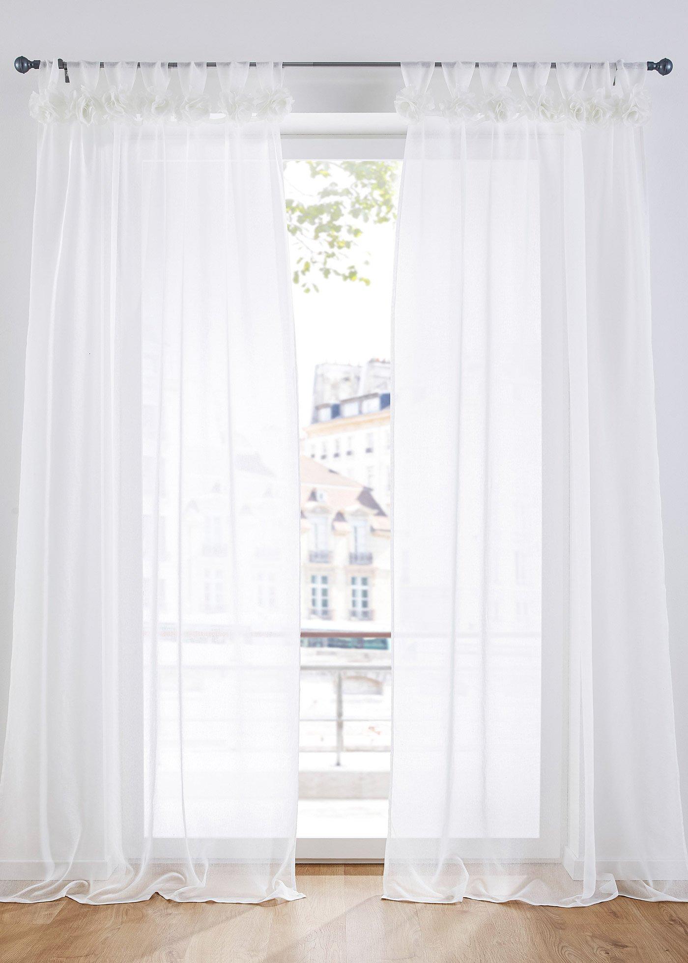 Voilage avec application roses en 3D (1 pce.)