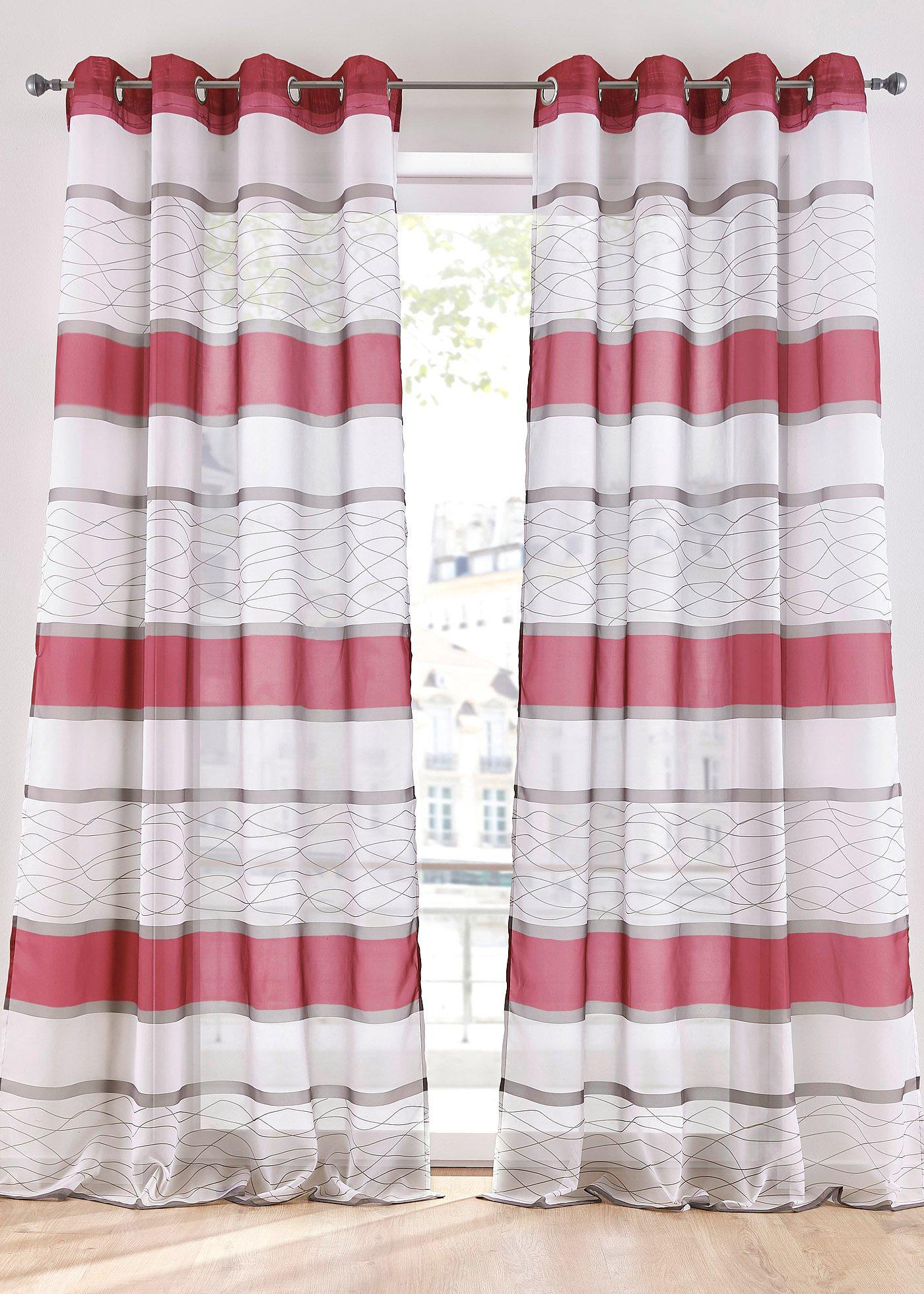 Voilage imprimé rayures horizontales (1 pce.)